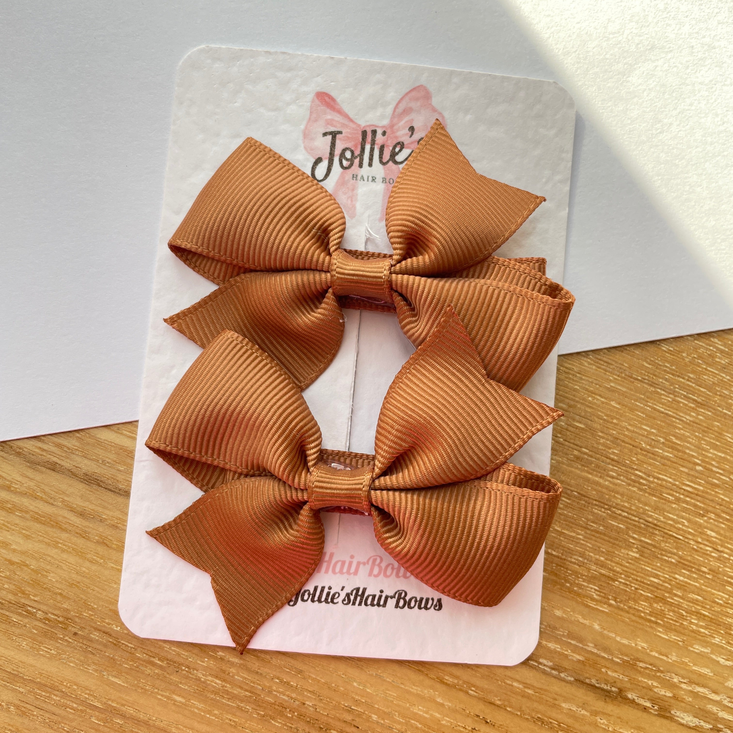 2.5" Chipmunk Lively Bow Clip Set – Grosgrain Ribbon Hair Bows for Girls (Pair)