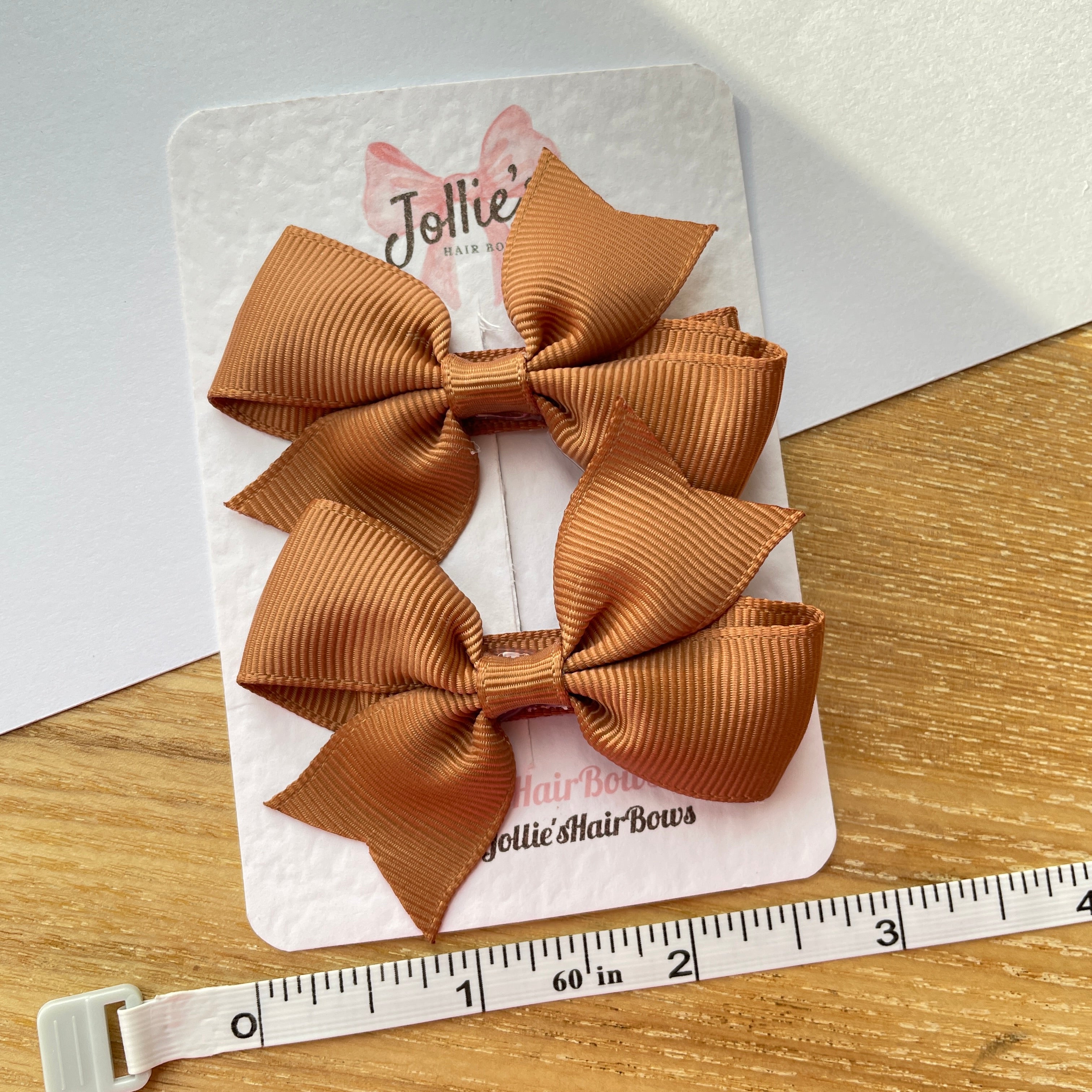 2.5" Chipmunk Lively Bow Clip Set – Grosgrain Ribbon Hair Bows for Girls (Pair)