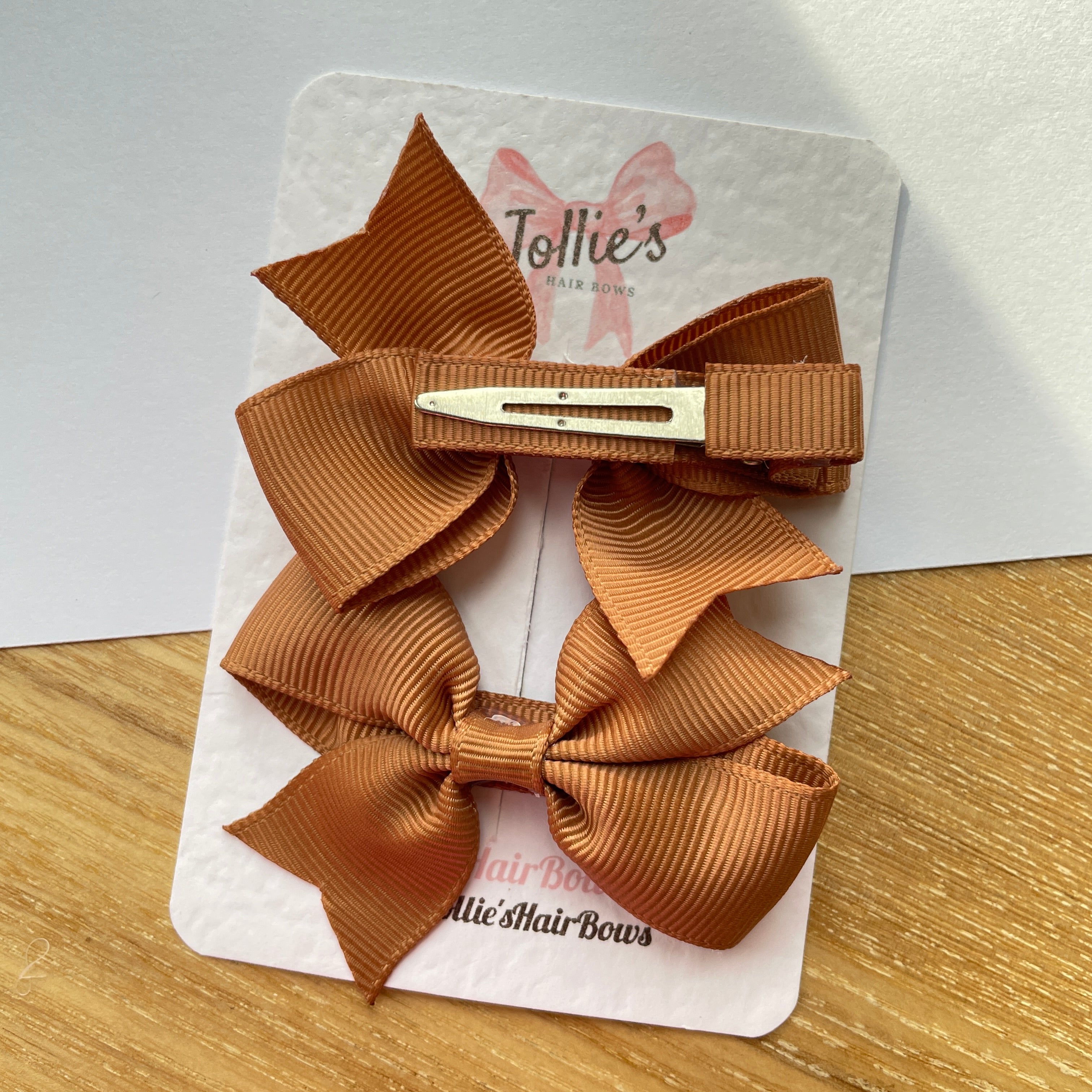2.5" Chipmunk Lively Bow Clip Set – Grosgrain Ribbon Hair Bows for Girls (Pair)