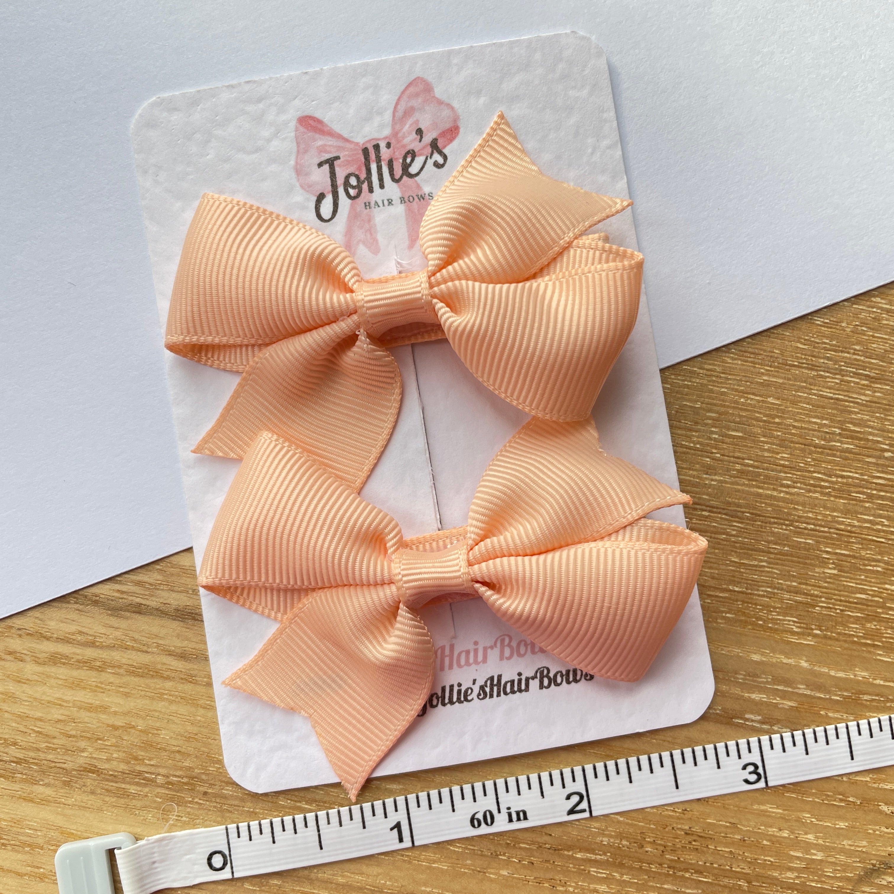 2.5" Petal Peach Lively Bow Clip Set – Grosgrain Ribbon Hair Bows for Girls (Pair)