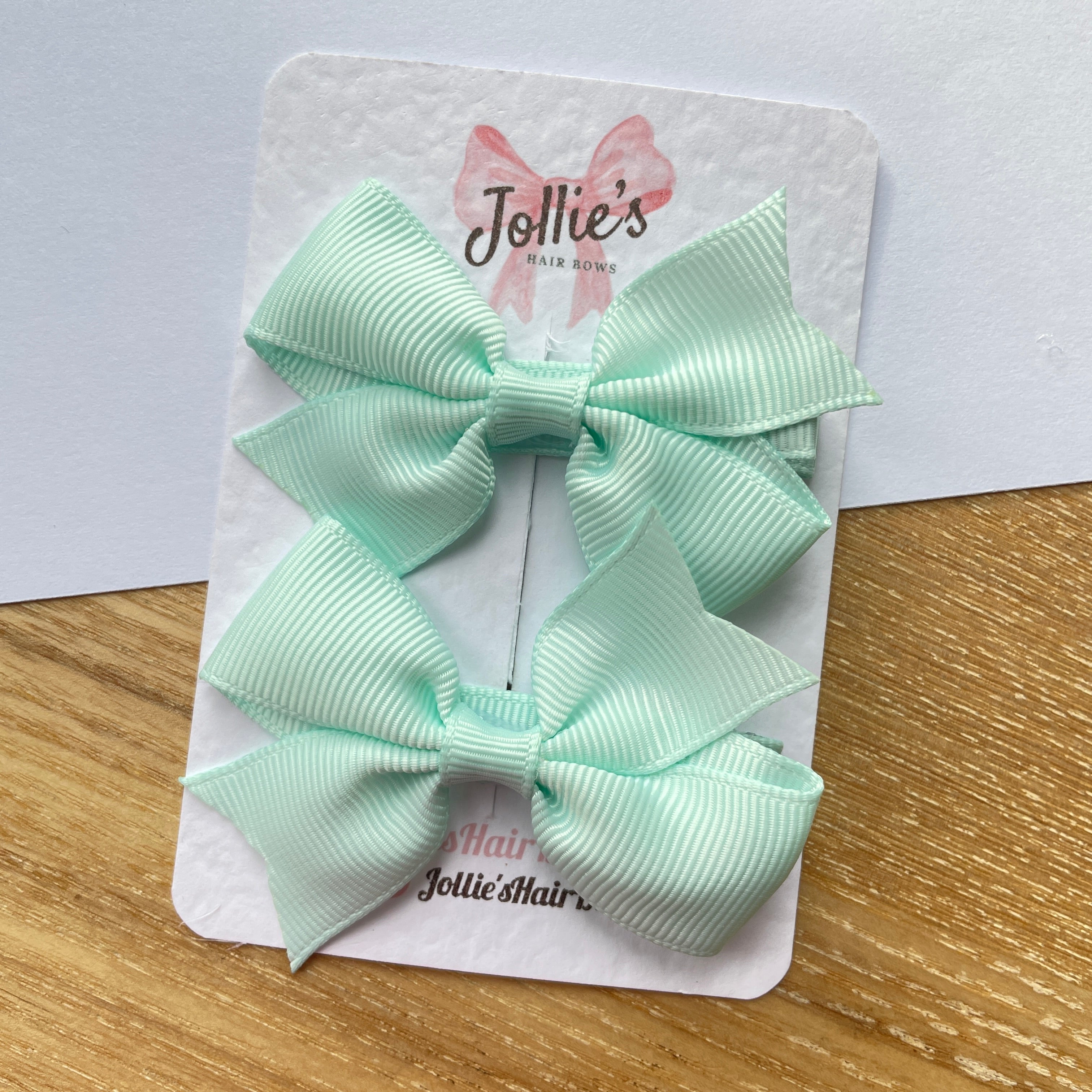 2.5" Crystalline Lively Bow Clip Set – Grosgrain Ribbon Hair Bows for Girls (Pair)