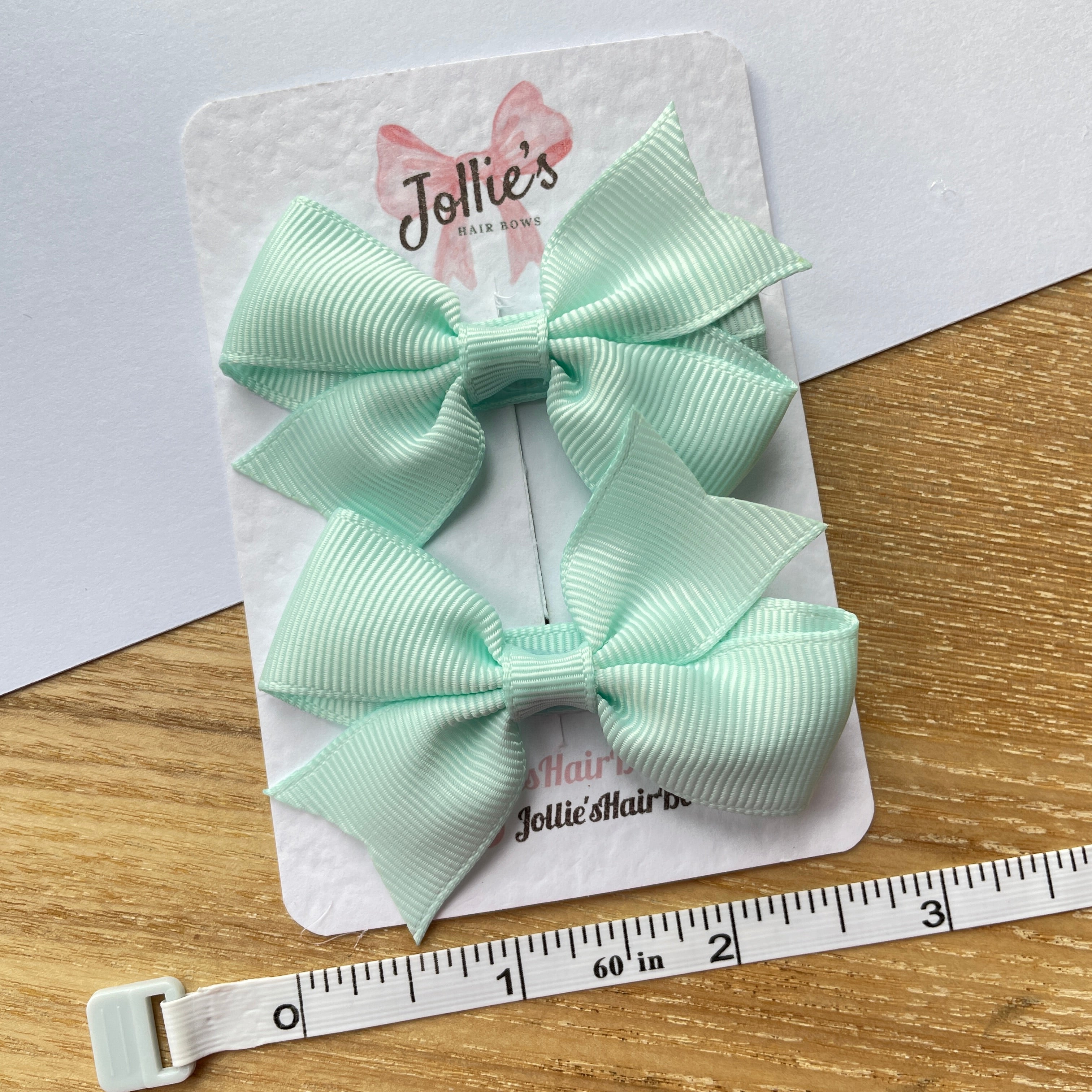 2.5" Crystalline Lively Bow Clip Set – Grosgrain Ribbon Hair Bows for Girls (Pair)