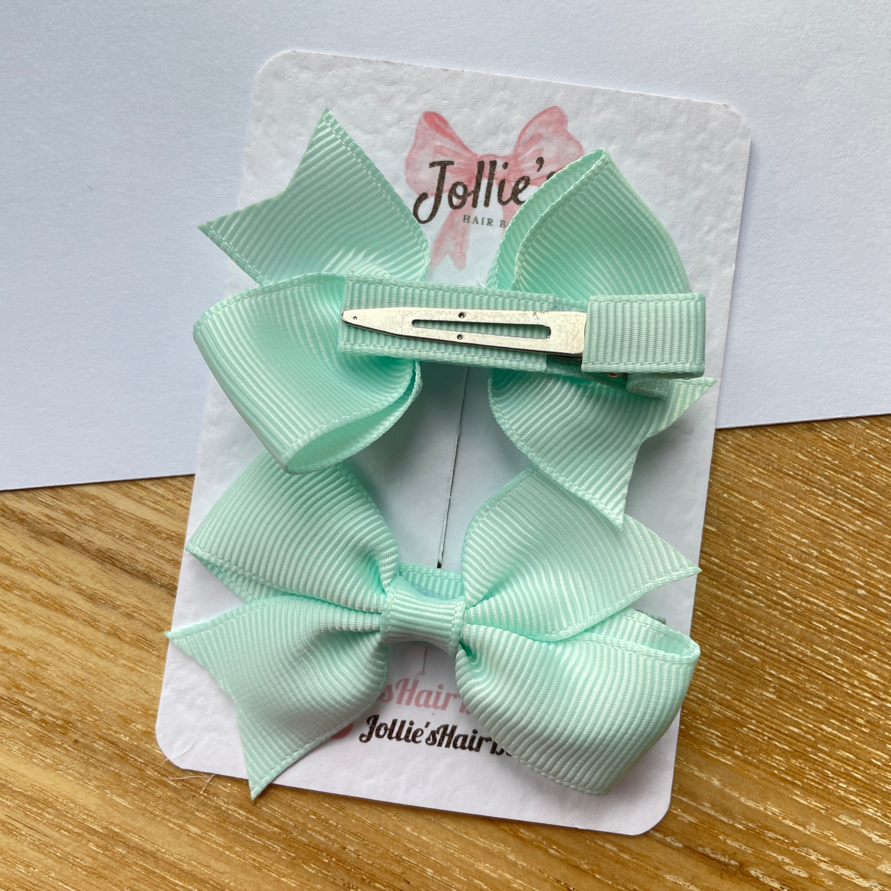2.5" Crystalline Lively Bow Clip Set – Grosgrain Ribbon Hair Bows for Girls (Pair)