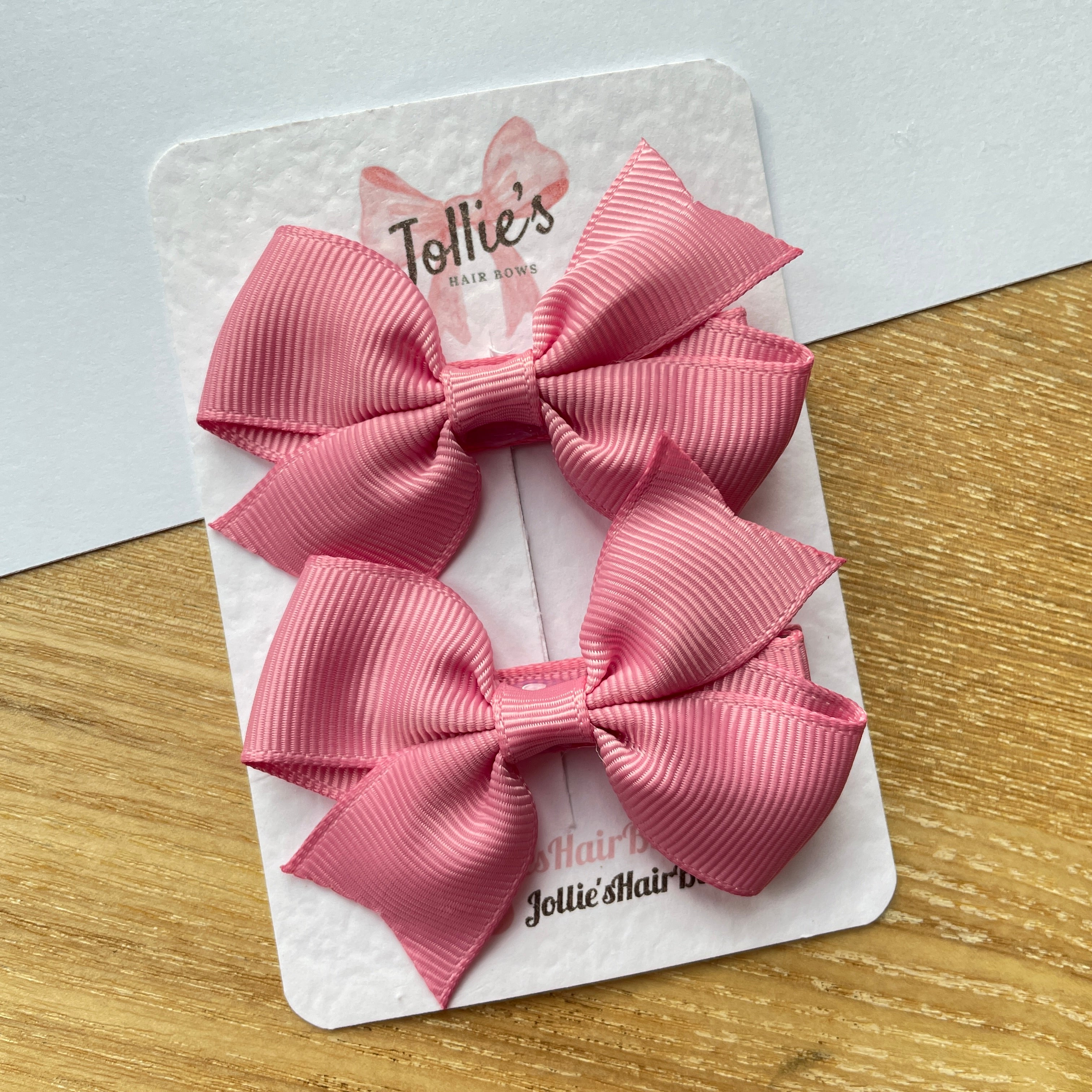 2.5" Wild Rose Lively Bow Clip Set – Grosgrain Ribbon Hair Bows for Girls (Pair)
