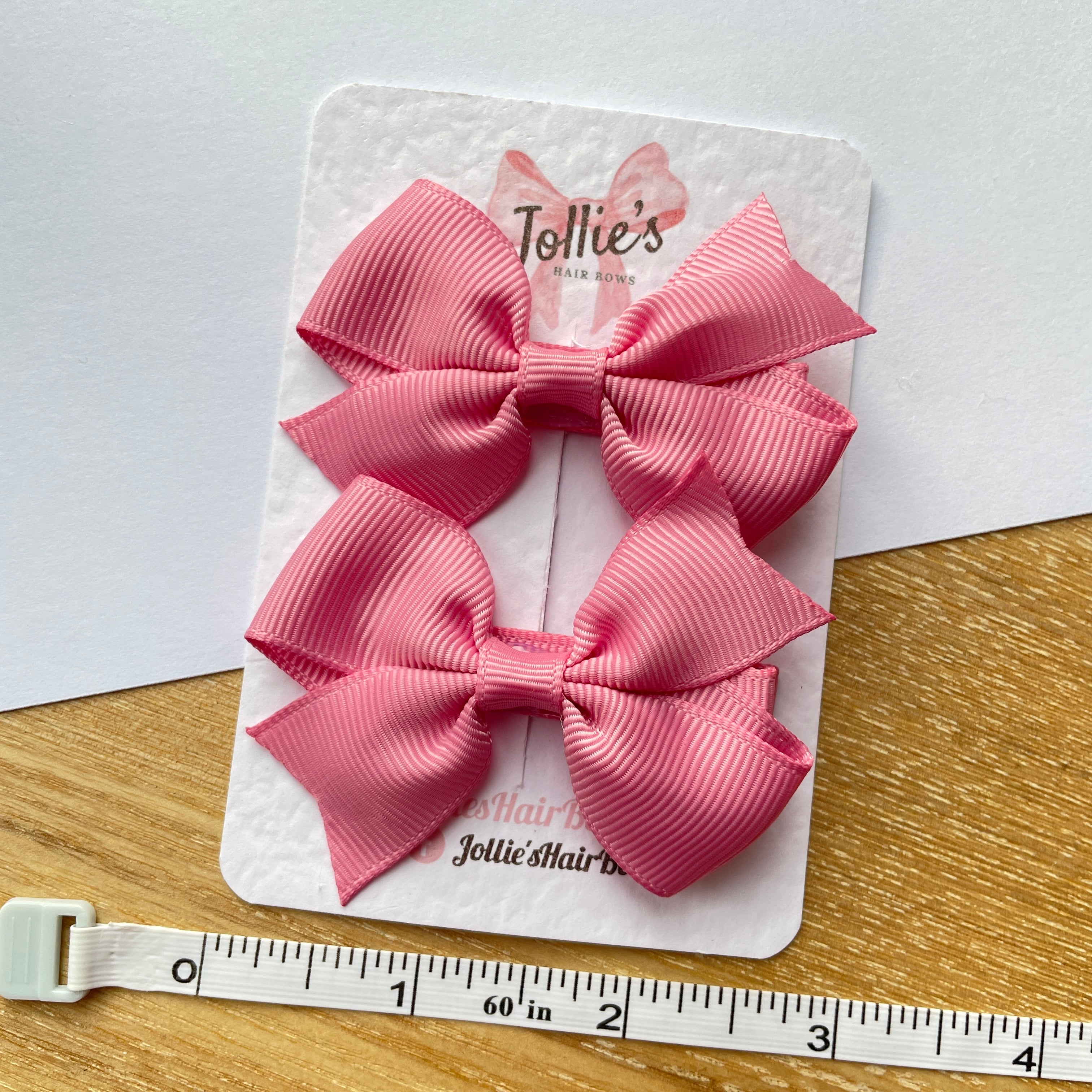 2.5" Wild Rose Lively Bow Clip Set – Grosgrain Ribbon Hair Bows for Girls (Pair)
