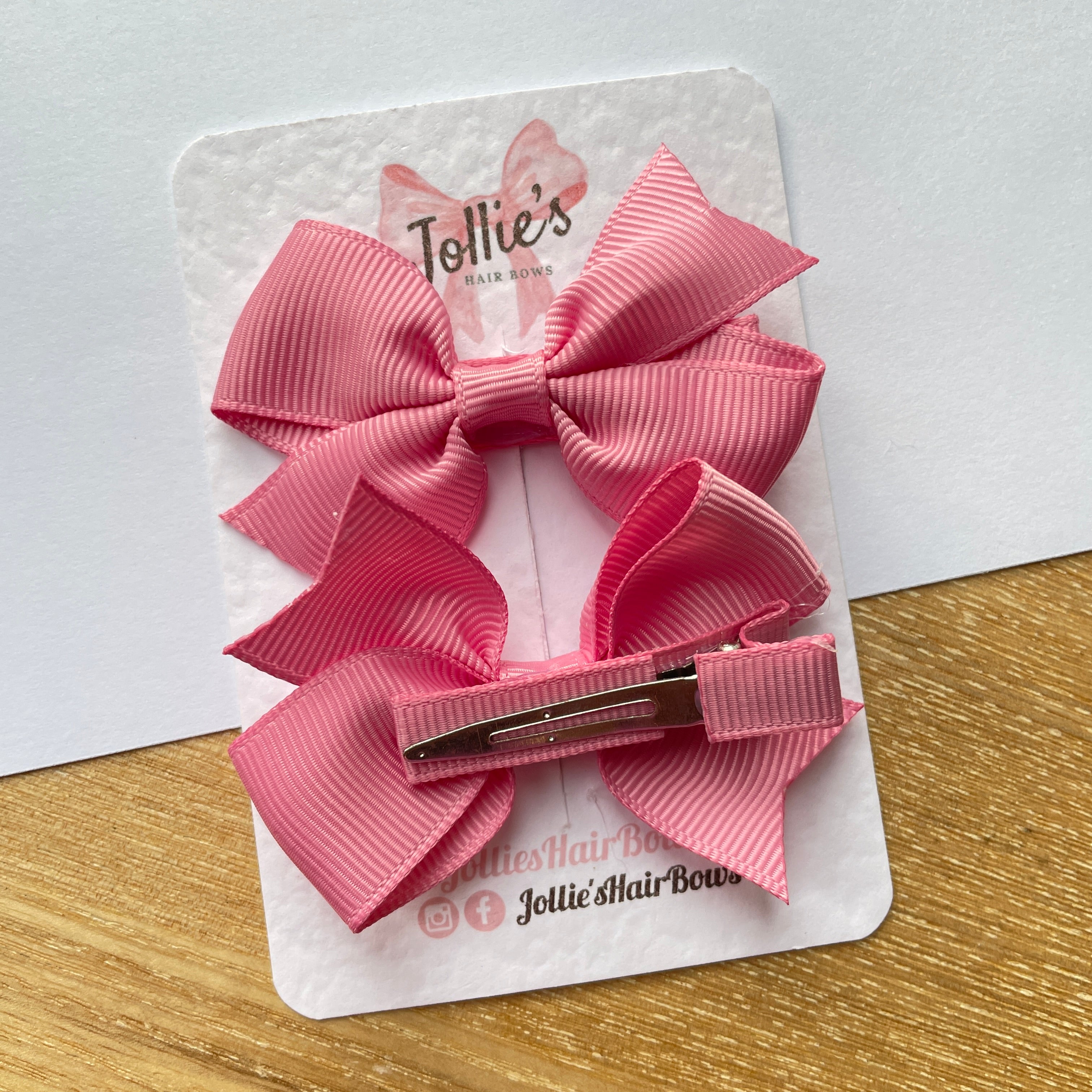 2.5" Wild Rose Lively Bow Clip Set – Grosgrain Ribbon Hair Bows for Girls (Pair)