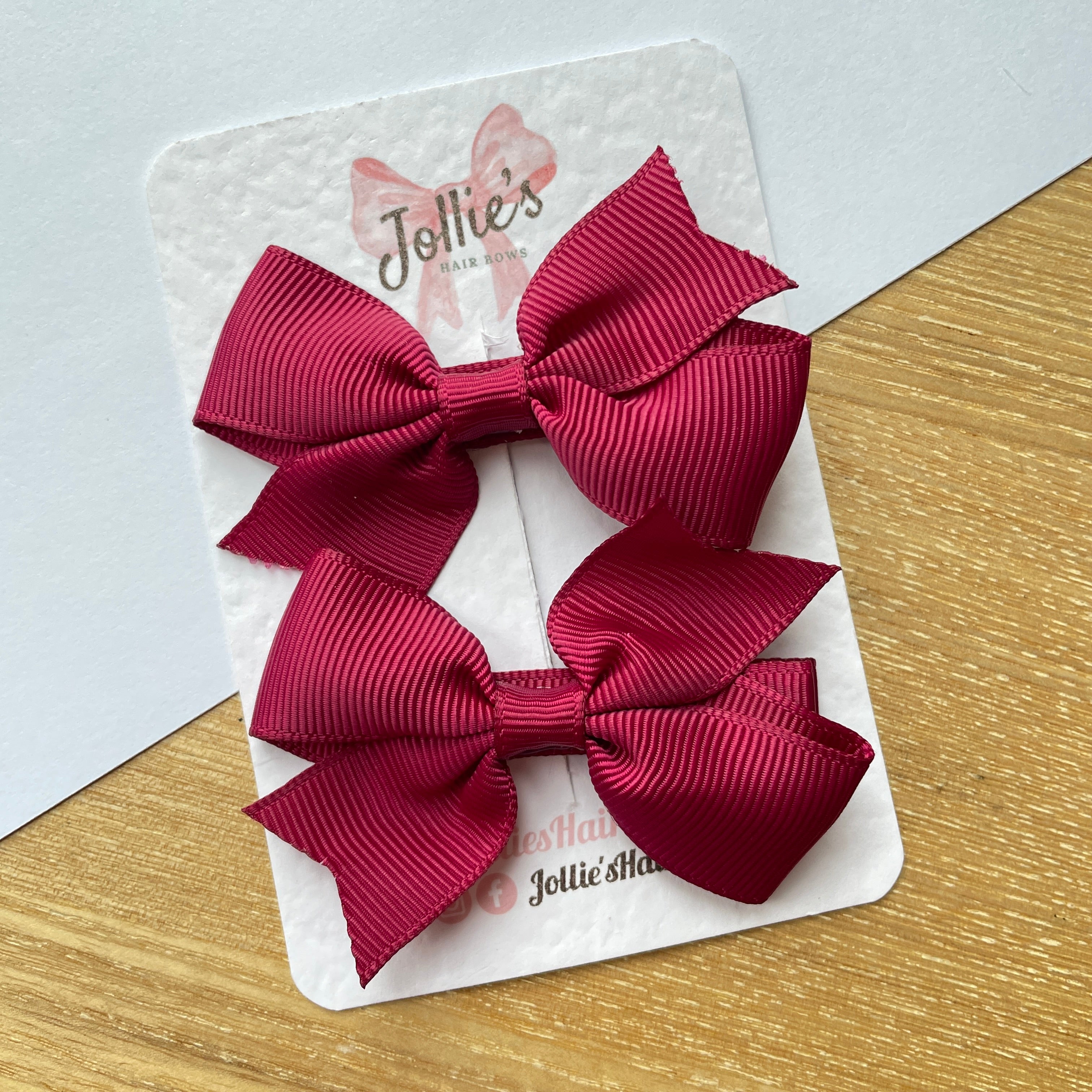 2.5" Wine Lively Bow Clip Set – Grosgrain Ribbon Hair Bows for Girls (Pair)
