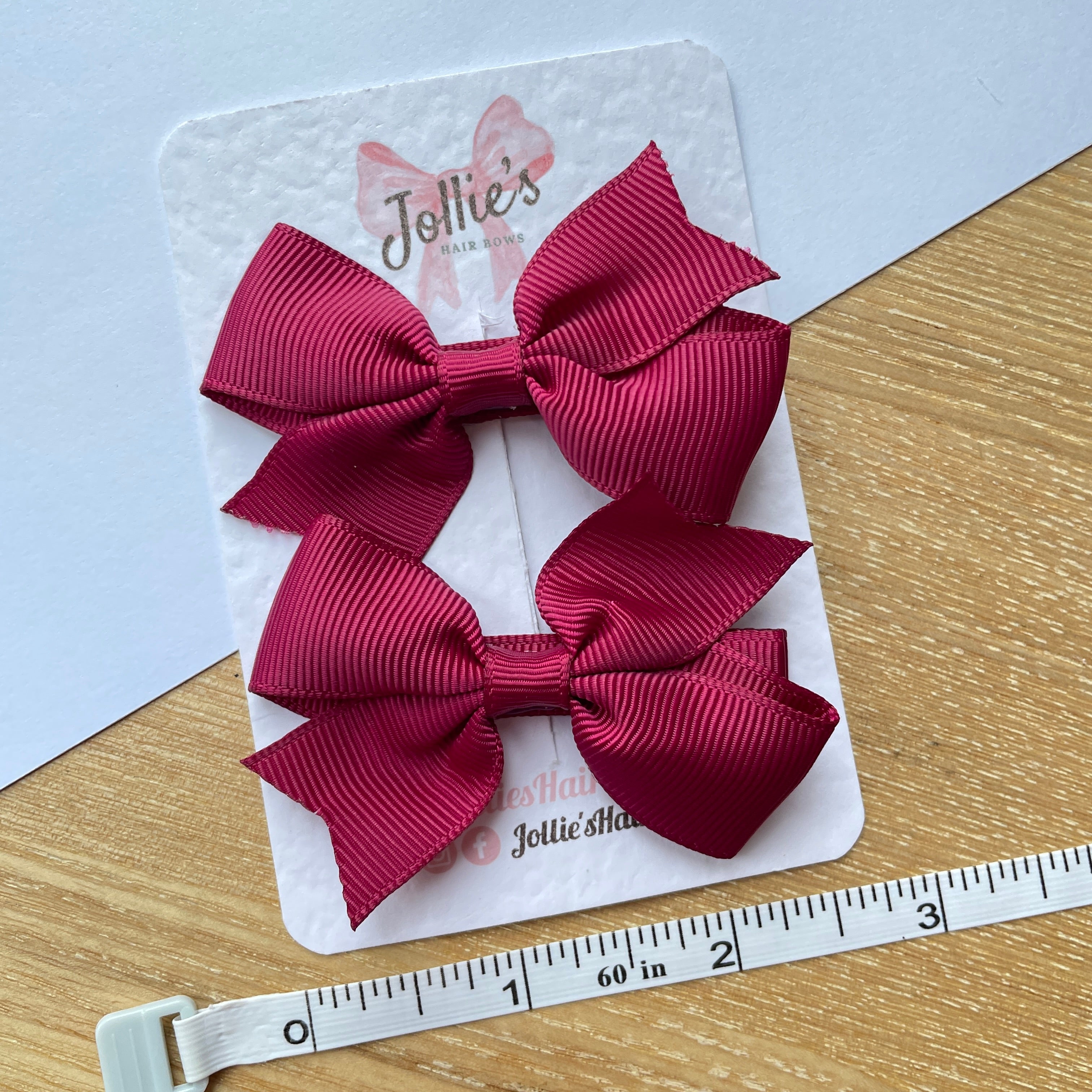 2.5" Wine Lively Bow Clip Set – Grosgrain Ribbon Hair Bows for Girls (Pair)