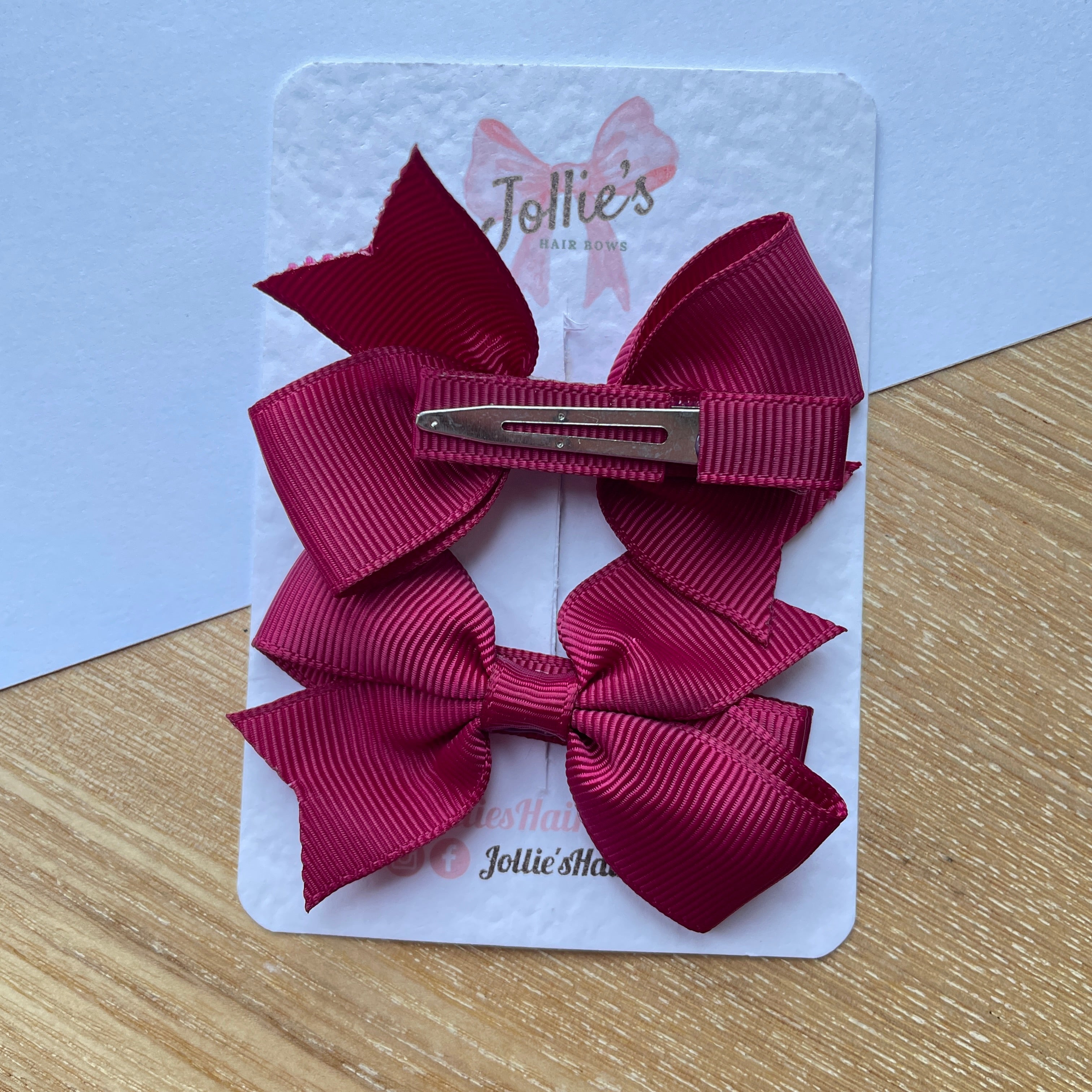 2.5" Wine Lively Bow Clip Set – Grosgrain Ribbon Hair Bows for Girls (Pair)