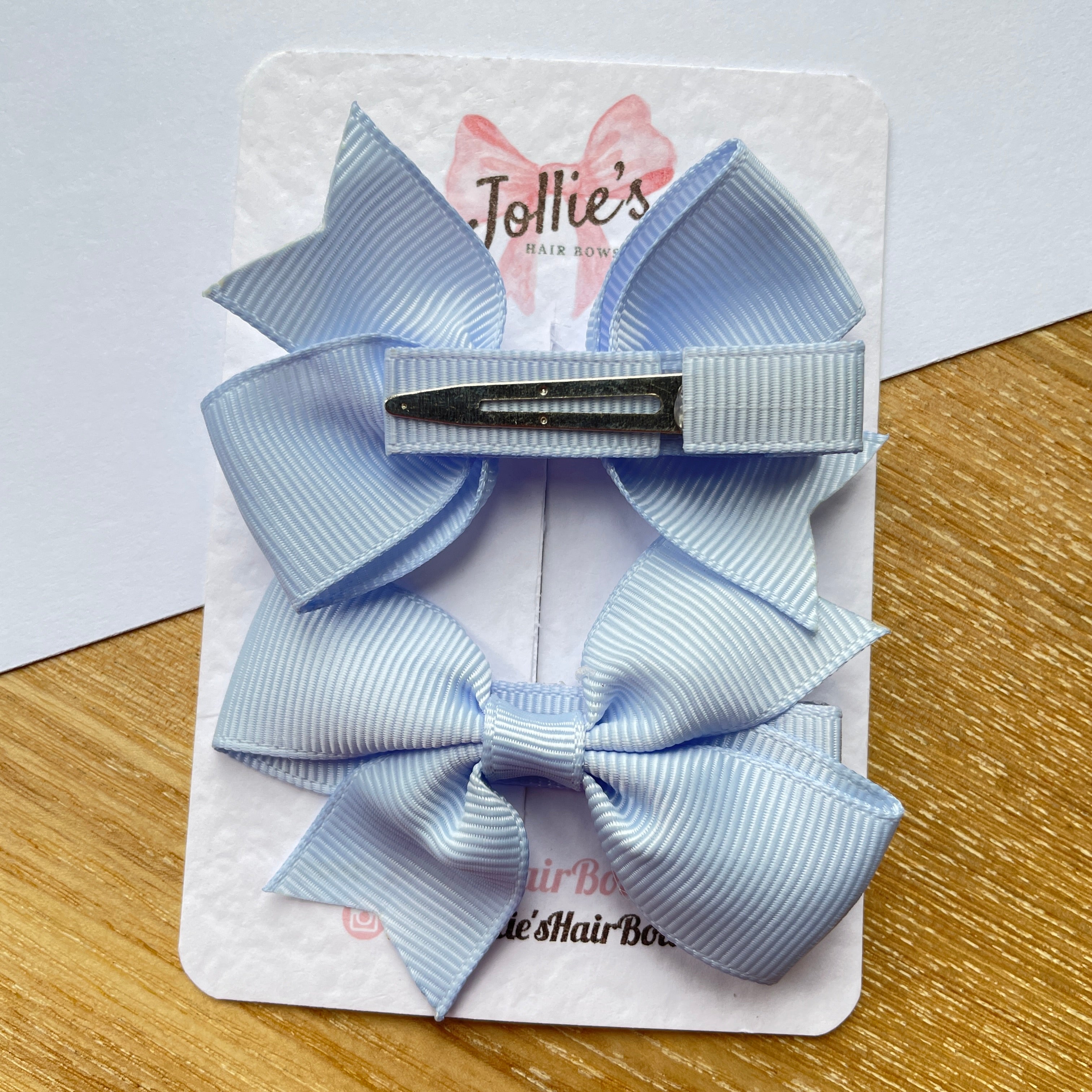 2.5" Bluebell Lively Bow Clip Set – Grosgrain Ribbon Hair Bows for Girls (Pair)