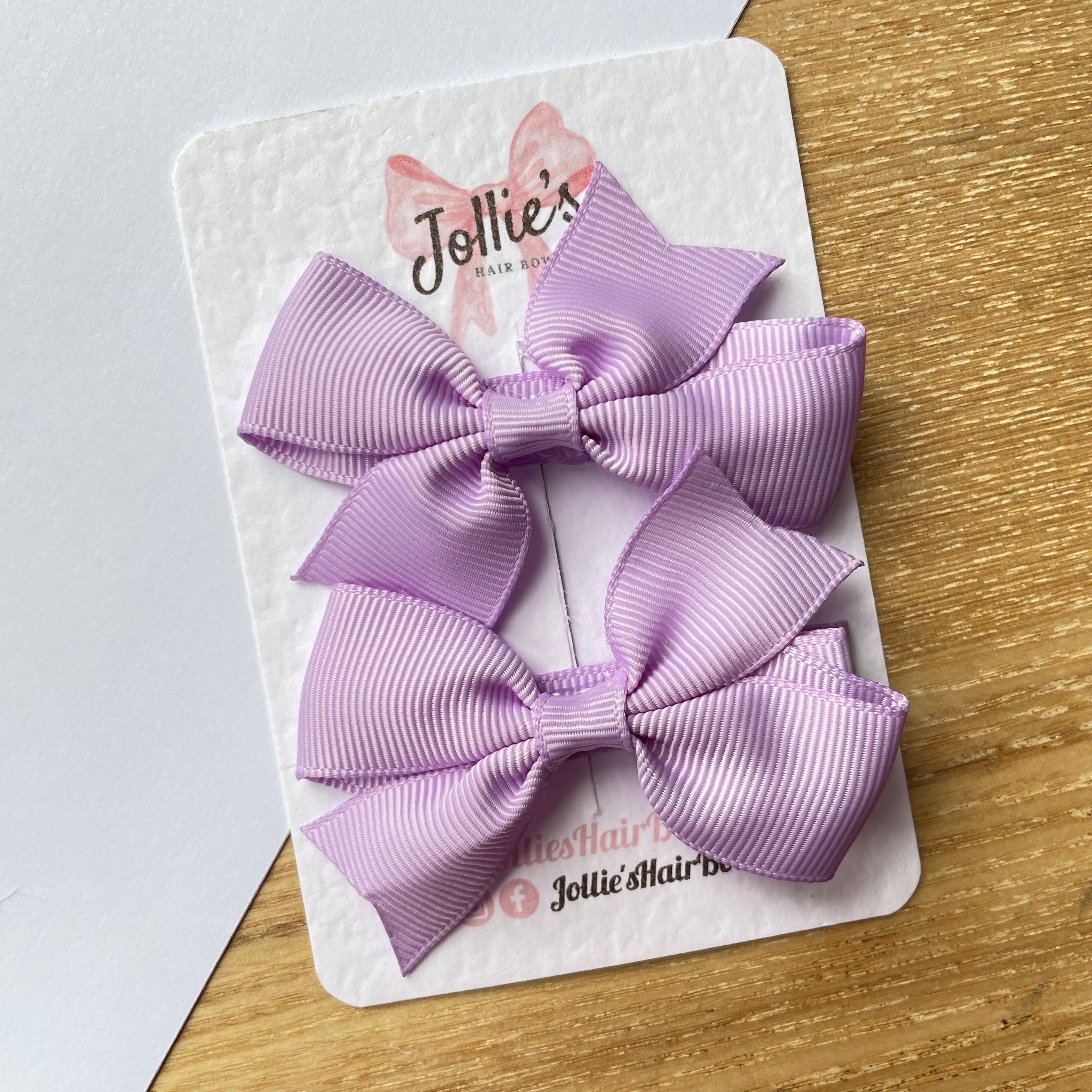 2.5" Light Orchid Lively Bow Clip Set – Grosgrain Ribbon Hair Bows for Girls (Pair)