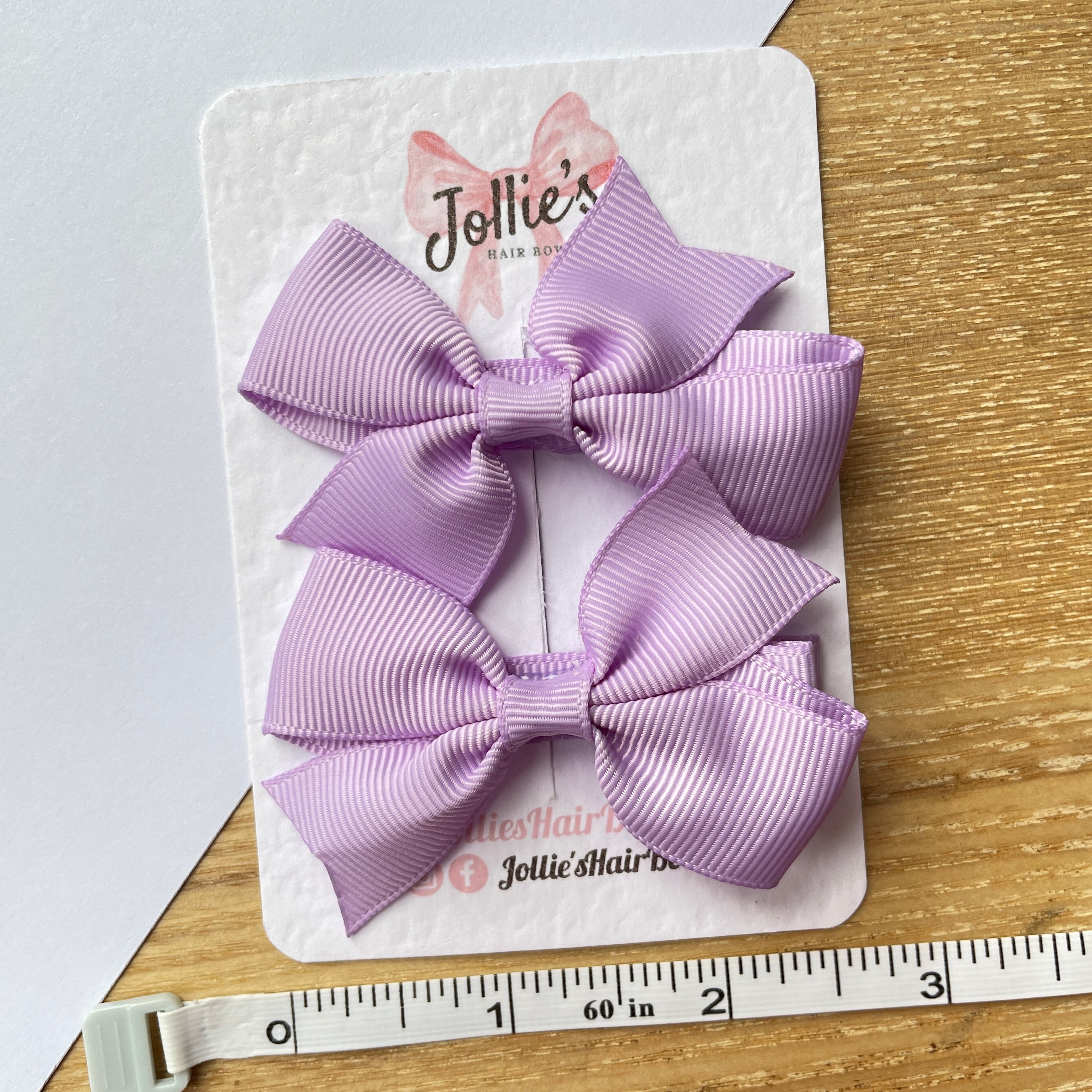 2.5" Light Orchid Lively Bow Clip Set – Grosgrain Ribbon Hair Bows for Girls (Pair)