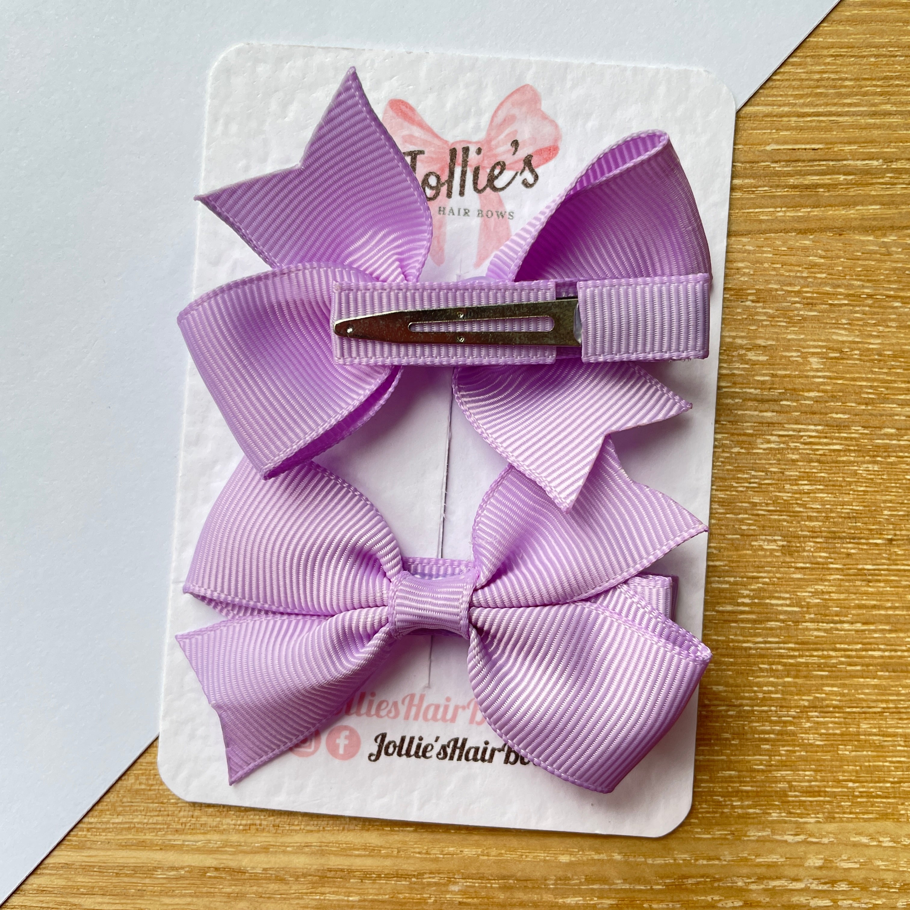 2.5" Light Orchid Lively Bow Clip Set – Grosgrain Ribbon Hair Bows for Girls (Pair)