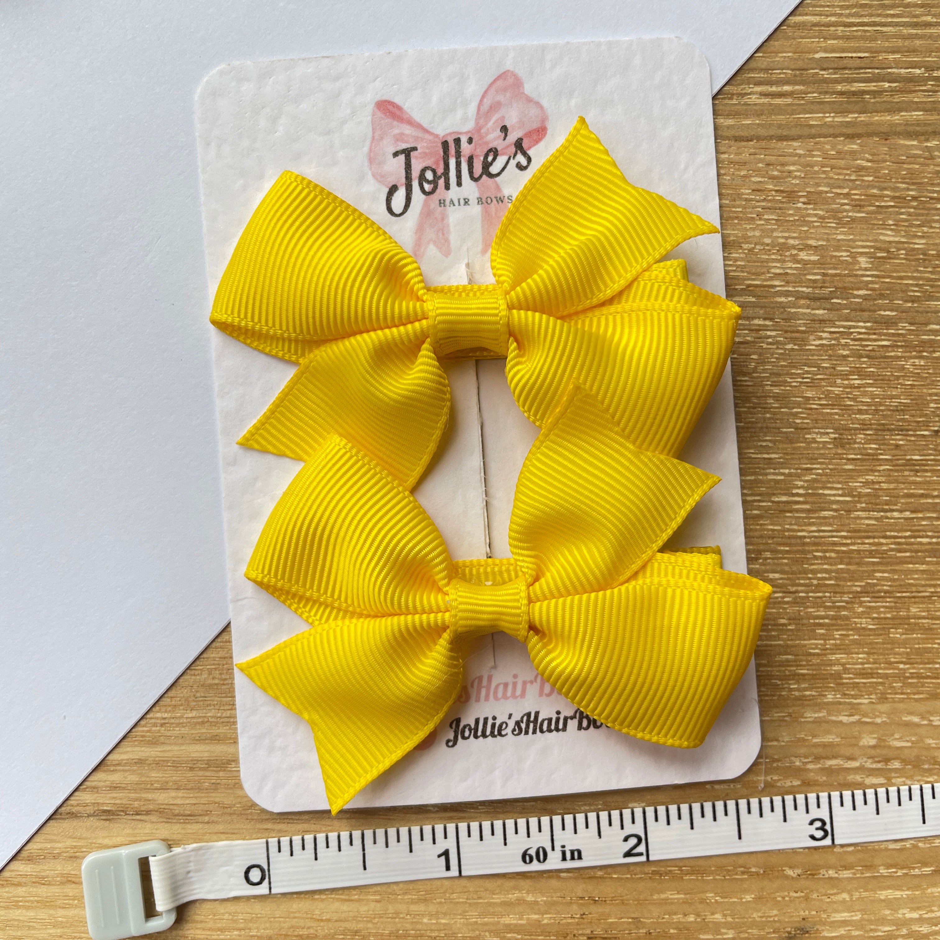 2.5" Daffodil Lively Bow Clip Set – Grosgrain Ribbon Hair Bows for Girls (Pair)