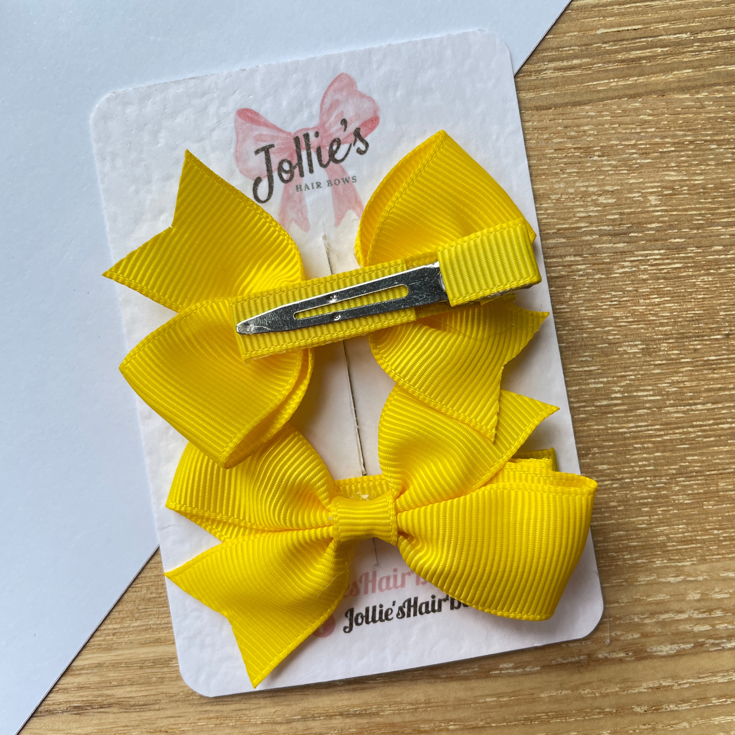 2.5" Daffodil Lively Bow Clip Set – Grosgrain Ribbon Hair Bows for Girls (Pair)