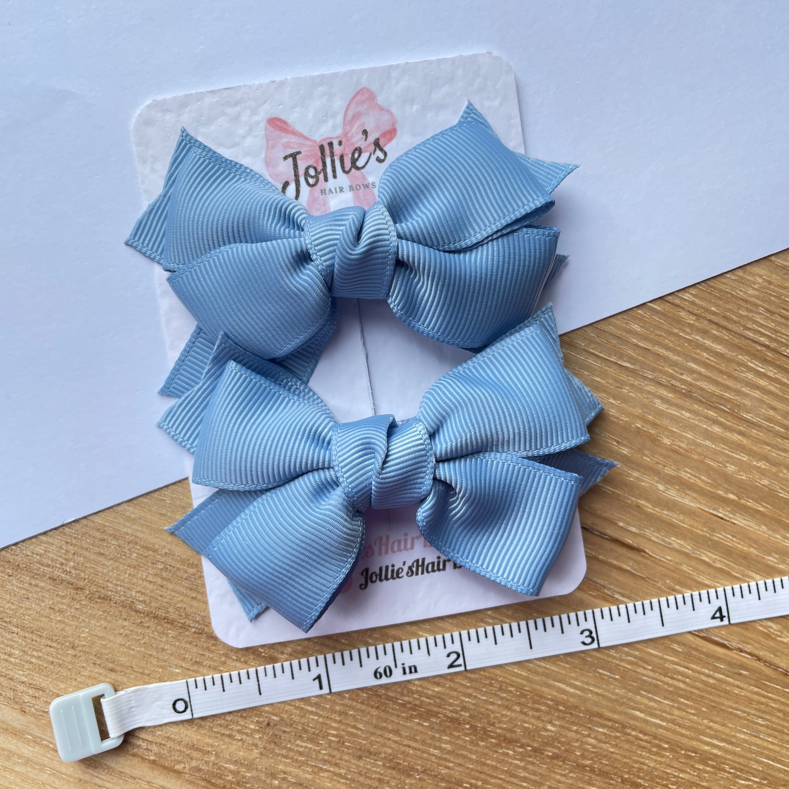 3" French Blue Layered Hair Bows (Pair) – Grosgrain with Alligator Clip