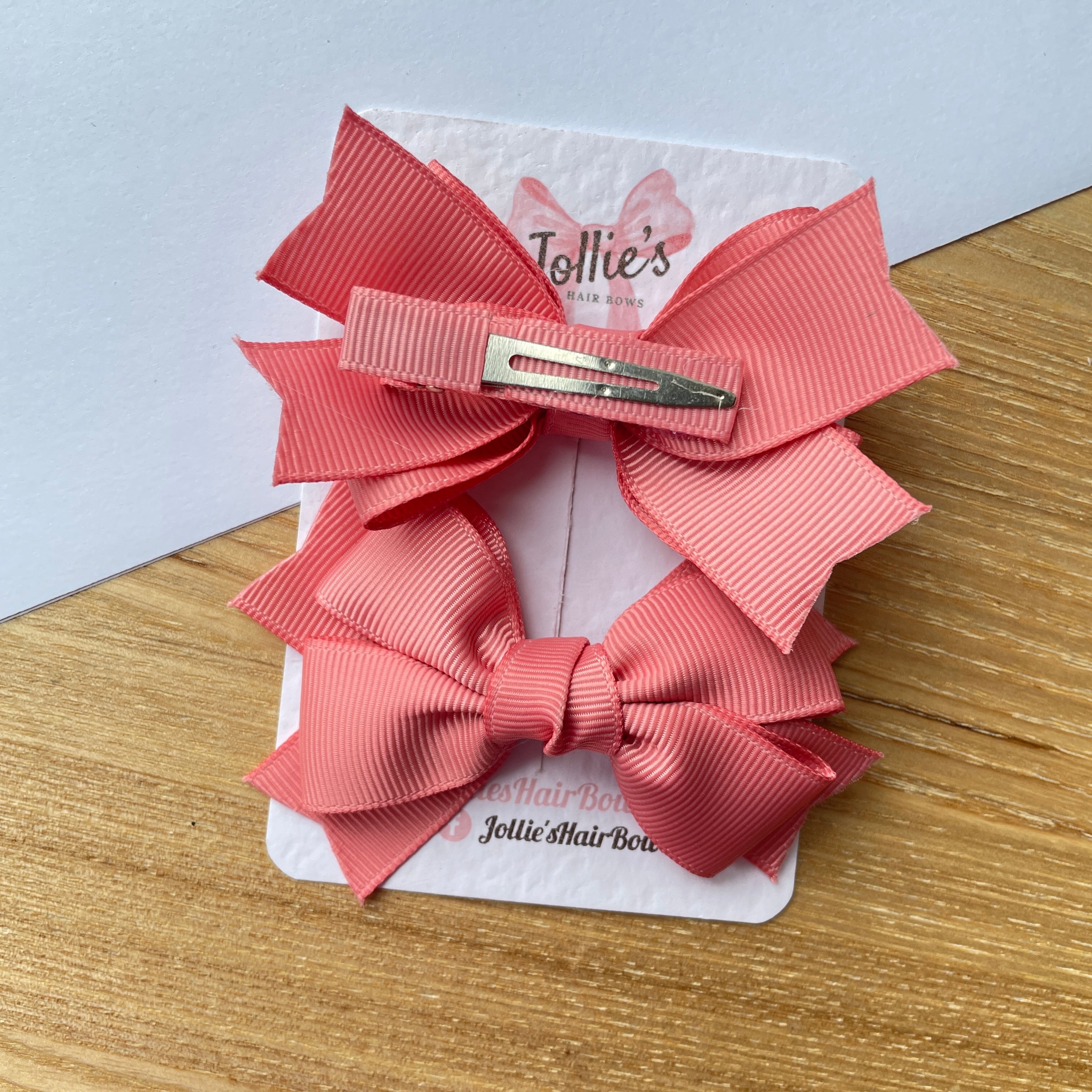 3" Dusty Rose Layered Hair Bows (Pair) β Grosgrain with Alligator Clip