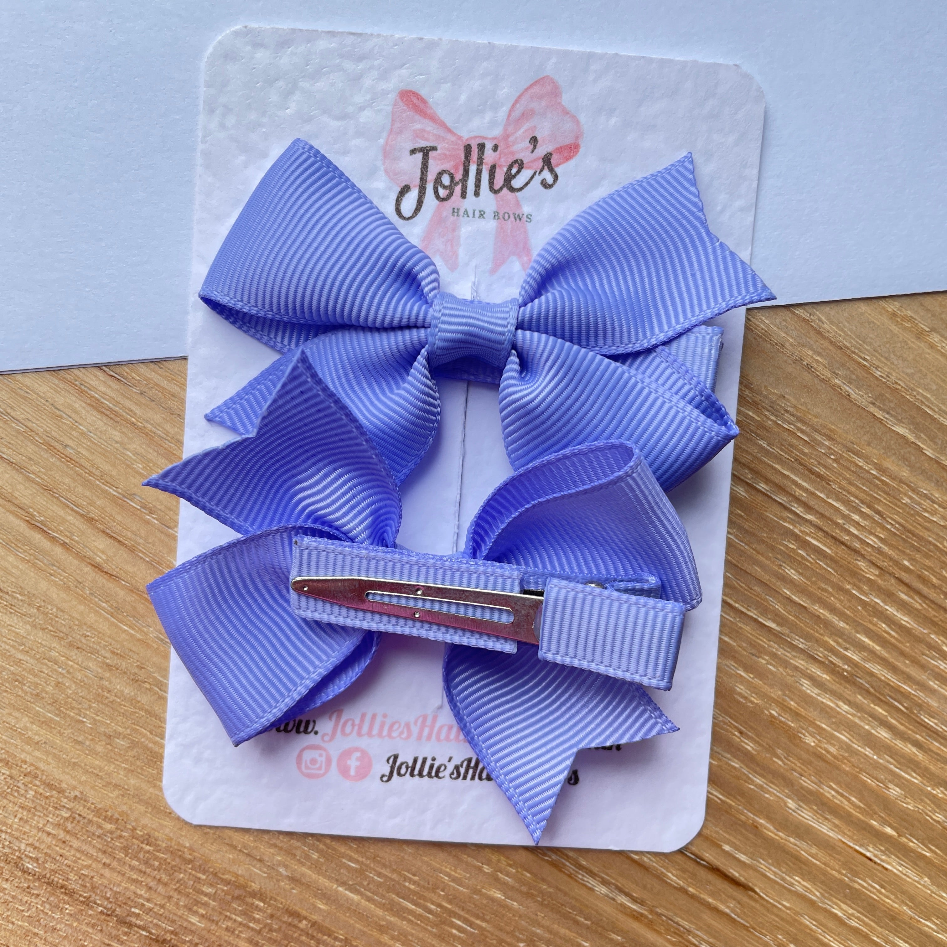 2.5" Iris Lively Bow Clip Set – Grosgrain Ribbon Hair Bows for Girls (Pair)