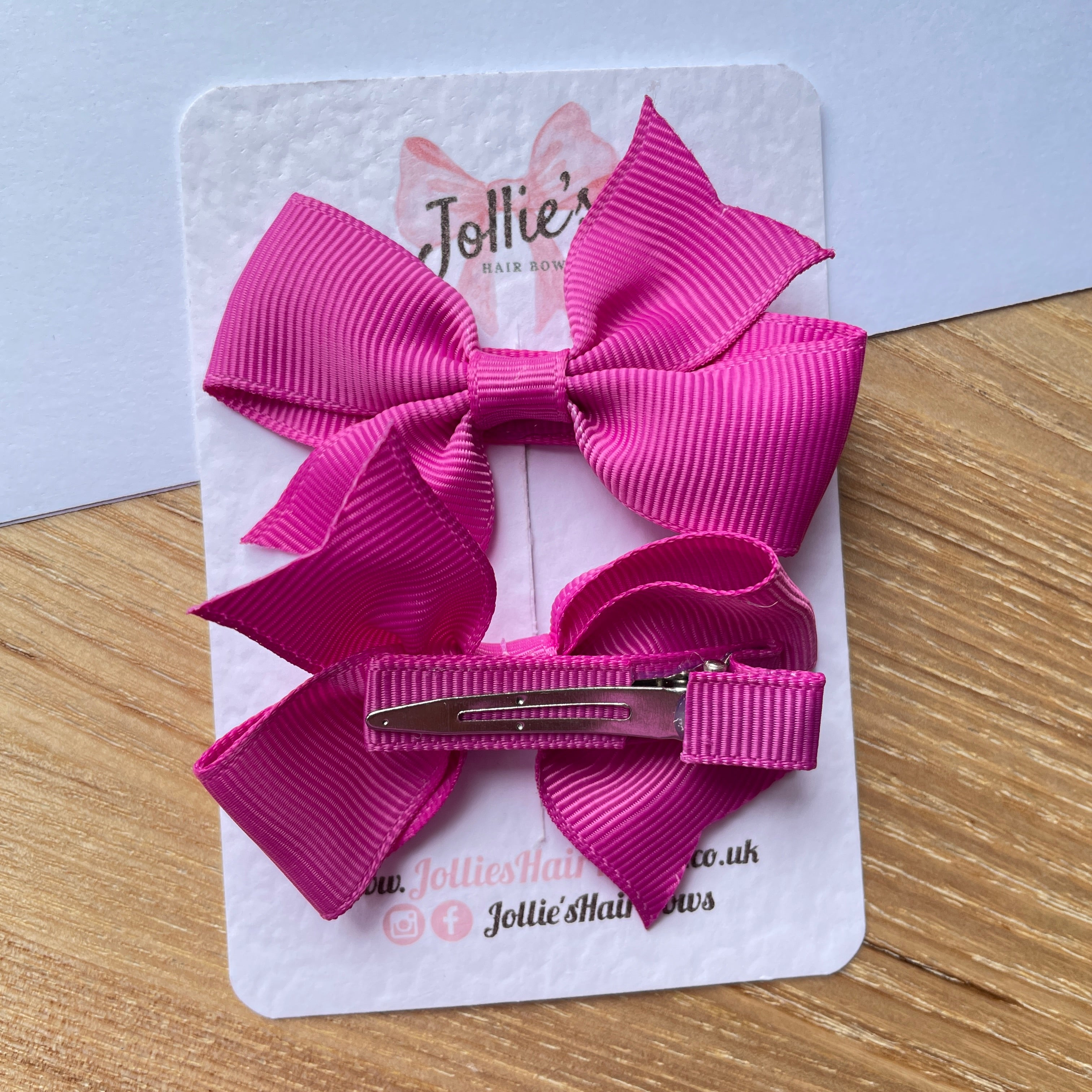 2.5" Garden Rose Lively Bow Clip Set – Grosgrain Ribbon Hair Bows for Girls (Pair)