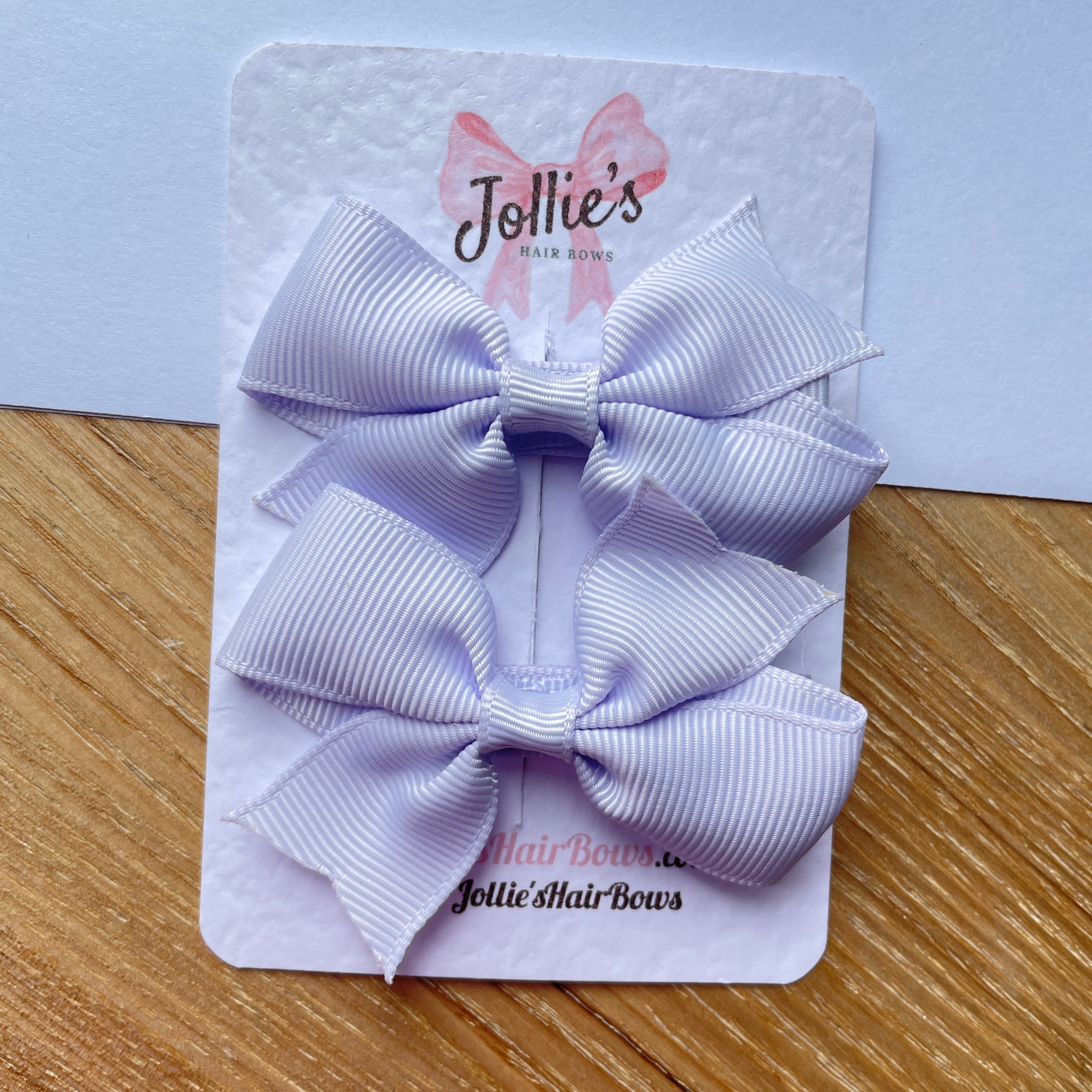 2.5" Lilac Mist Lively Bow Clip Set – Grosgrain Ribbon Hair Bows for Girls (Pair)