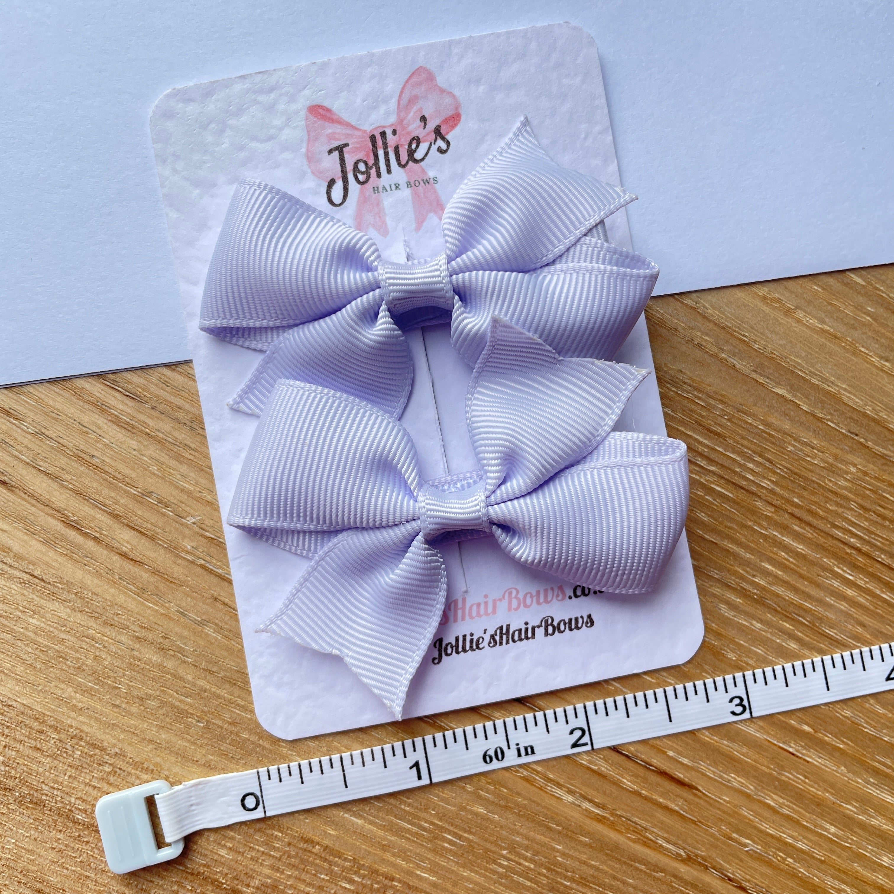 2.5" Lilac Mist Lively Bow Clip Set – Grosgrain Ribbon Hair Bows for Girls (Pair)