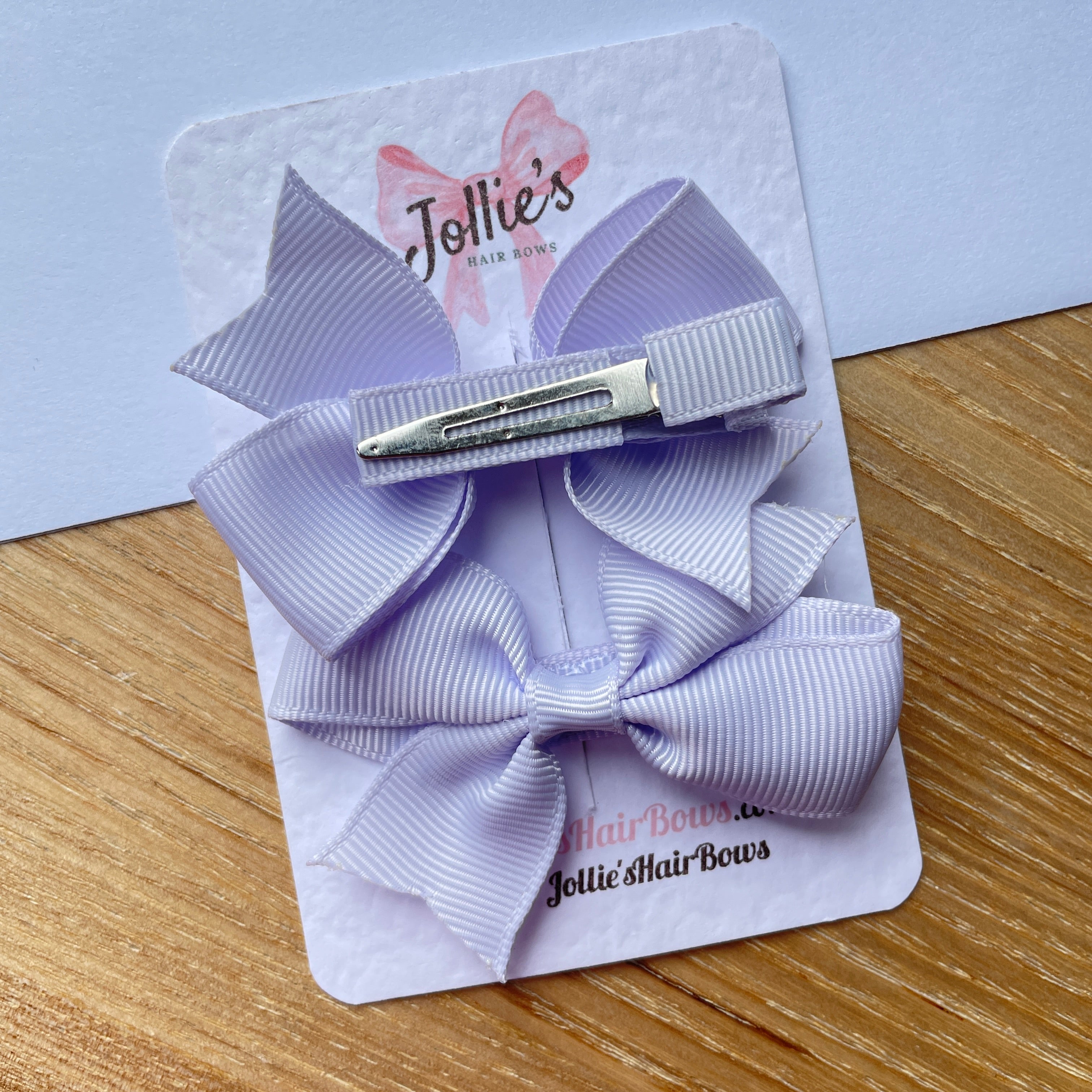 2.5" Lilac Mist Lively Bow Clip Set – Grosgrain Ribbon Hair Bows for Girls (Pair)