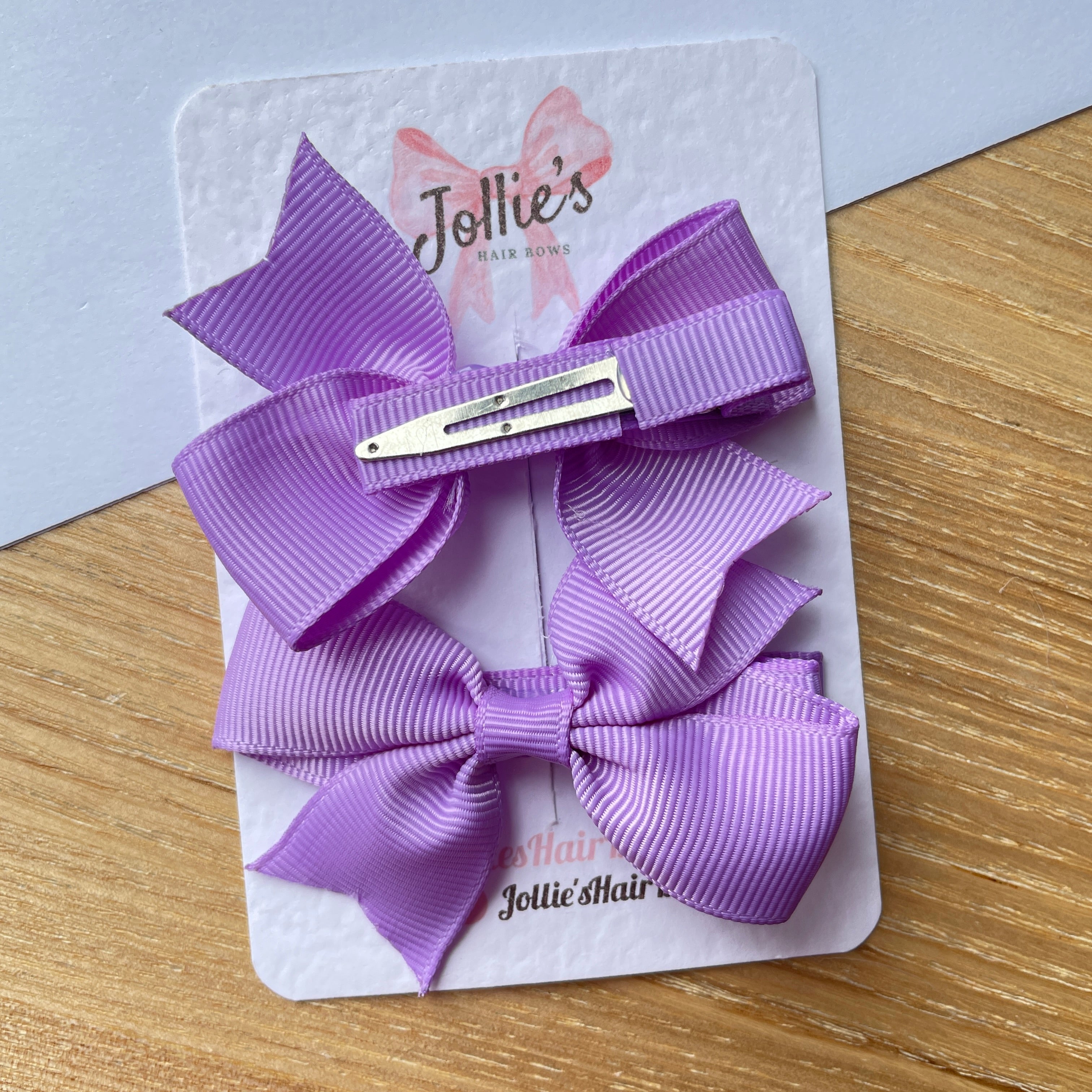 2.5" Hyacinth Lively Bow Clip Set – Grosgrain Ribbon Hair Bows for Girls (Pair)