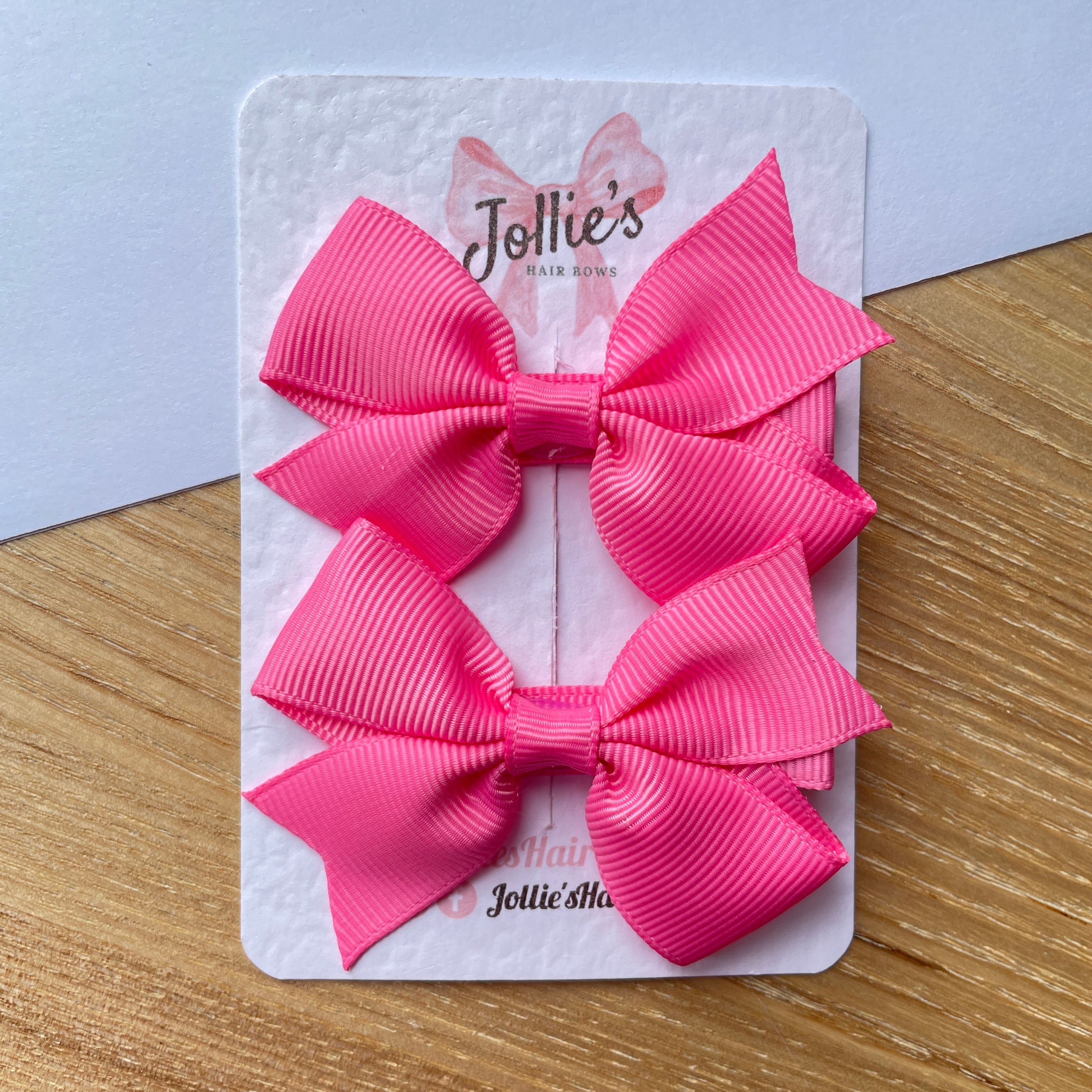 2.5" Hot Pink Lively Bow Clip Set – Grosgrain Ribbon Hair Bows for Girls (Pair)