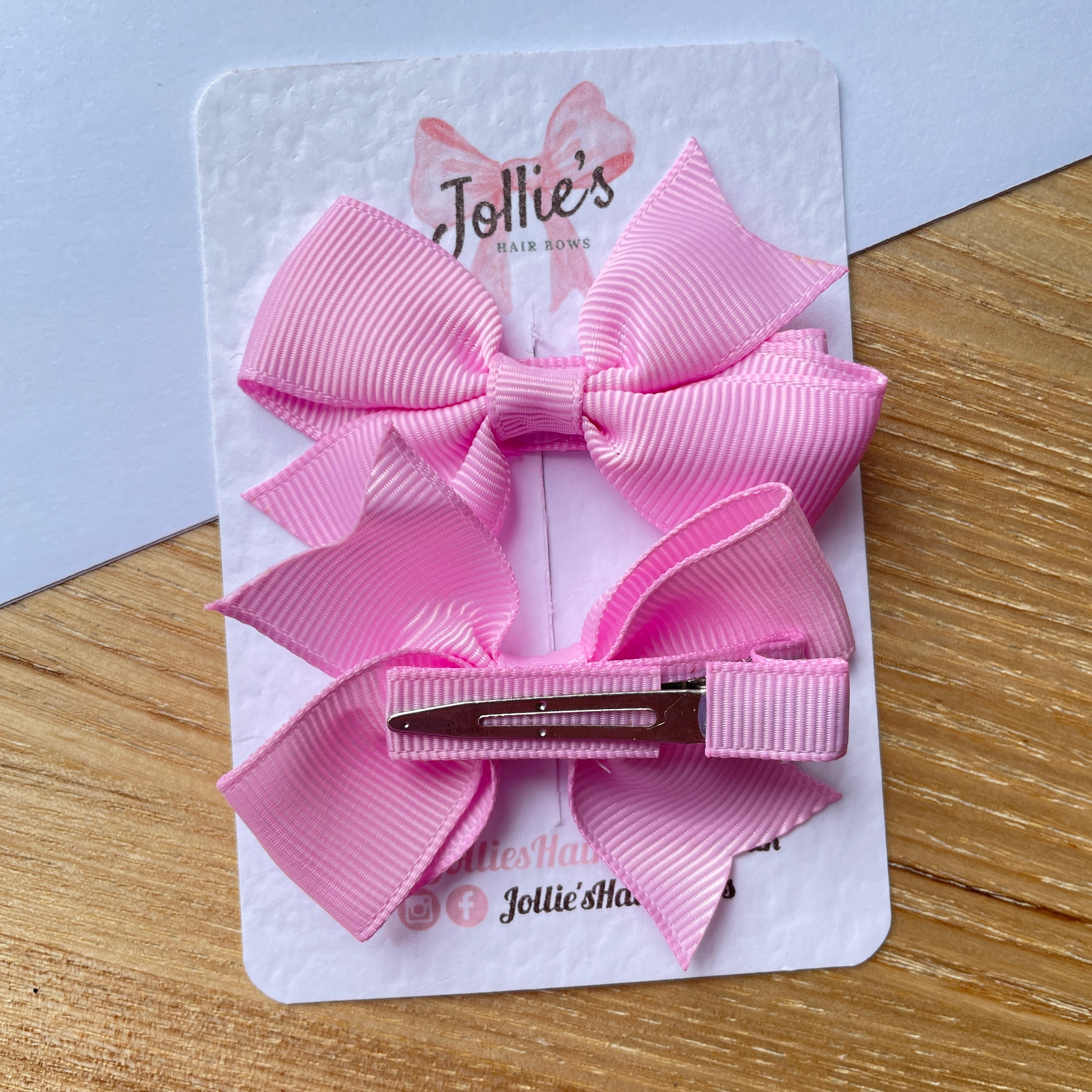 2.5" Tulip Lively Bow Clip Set – Grosgrain Ribbon Hair Bows for Girls (Pair)