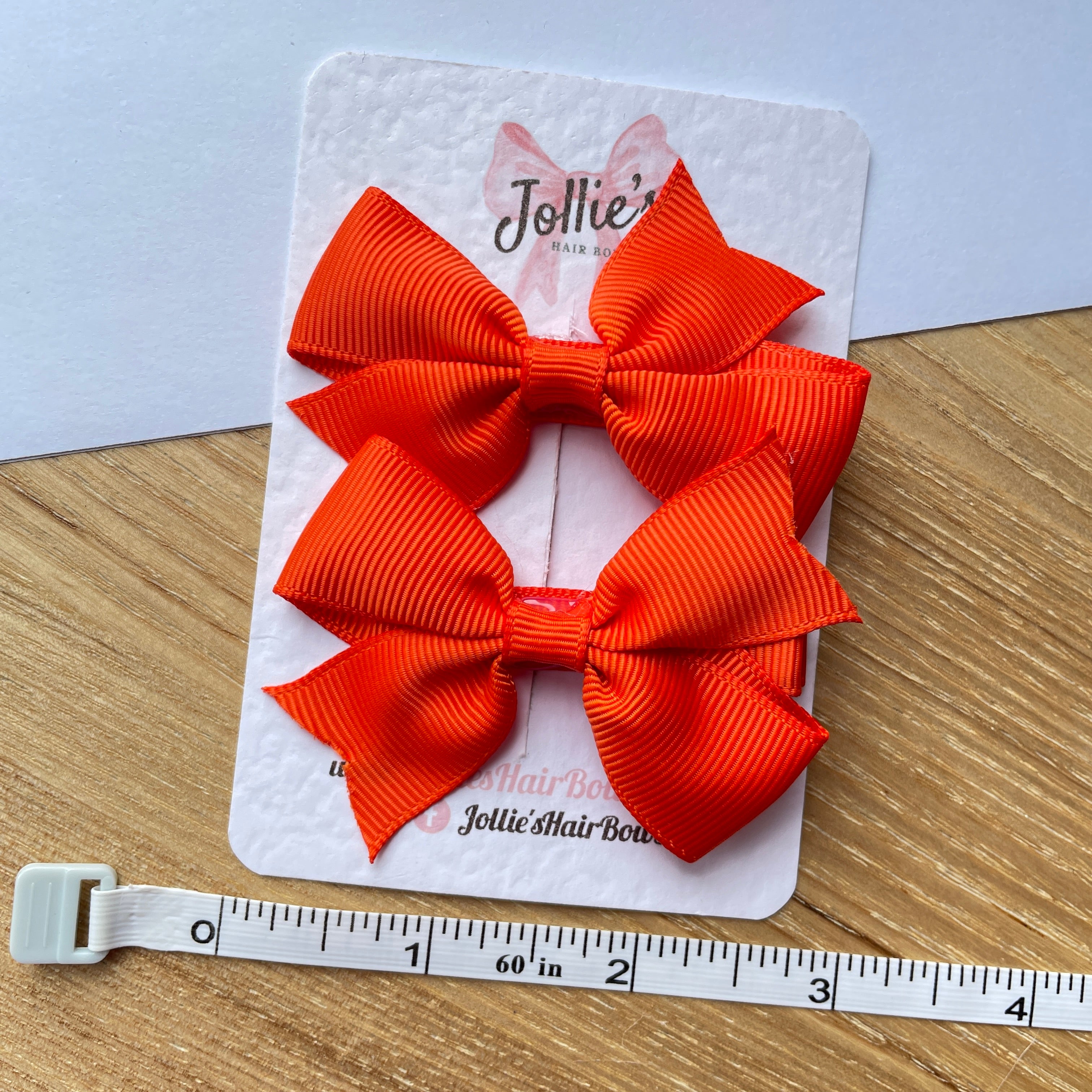 2.5" Autumn Orange Lively Bow Clip Set – Grosgrain Ribbon Hair Bows for Girls (Pair)