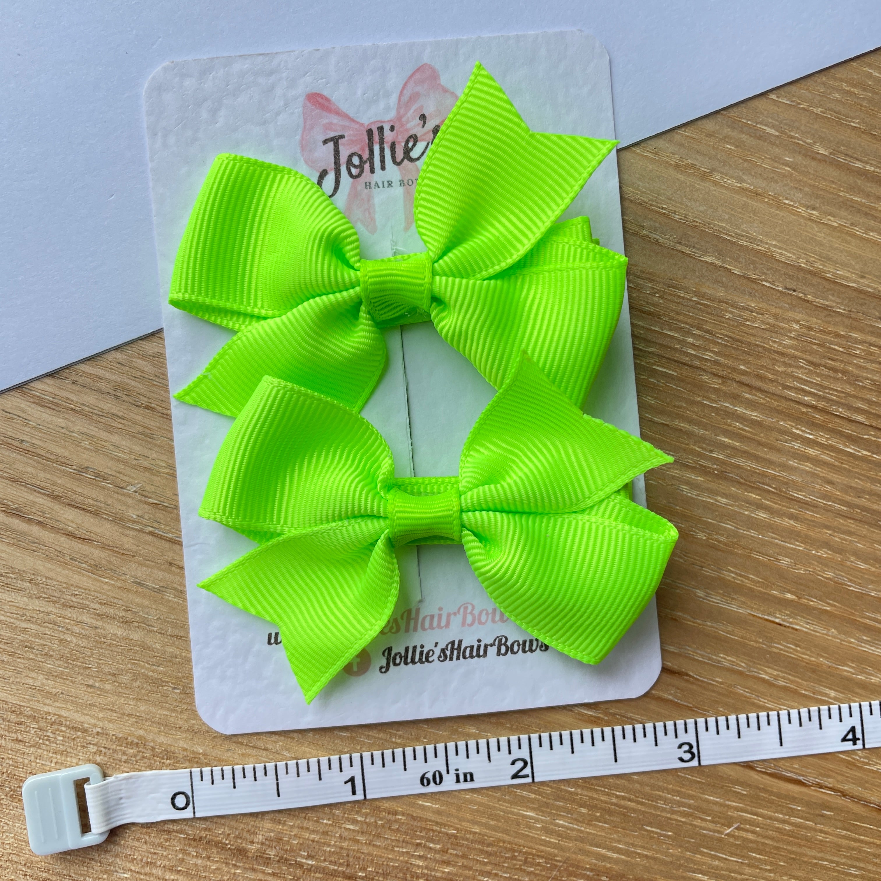 2.5" Key Lime Lively Bow Clip Set – Grosgrain Ribbon Hair Bows for Girls (Pair)