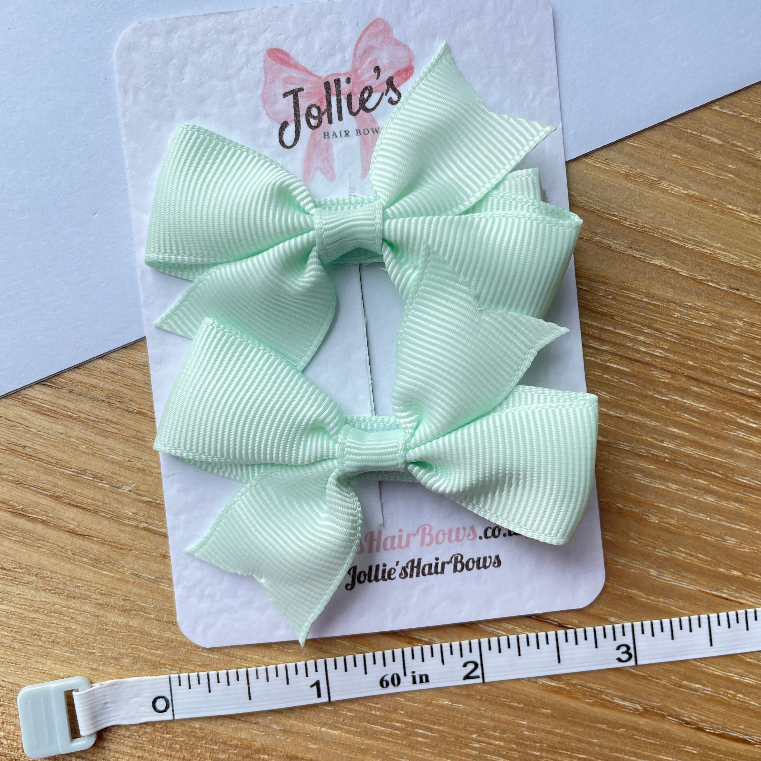 2.5" Ice Mint Lively Bow Clip Set – Grosgrain Ribbon Hair Bows for Girls (Pair)