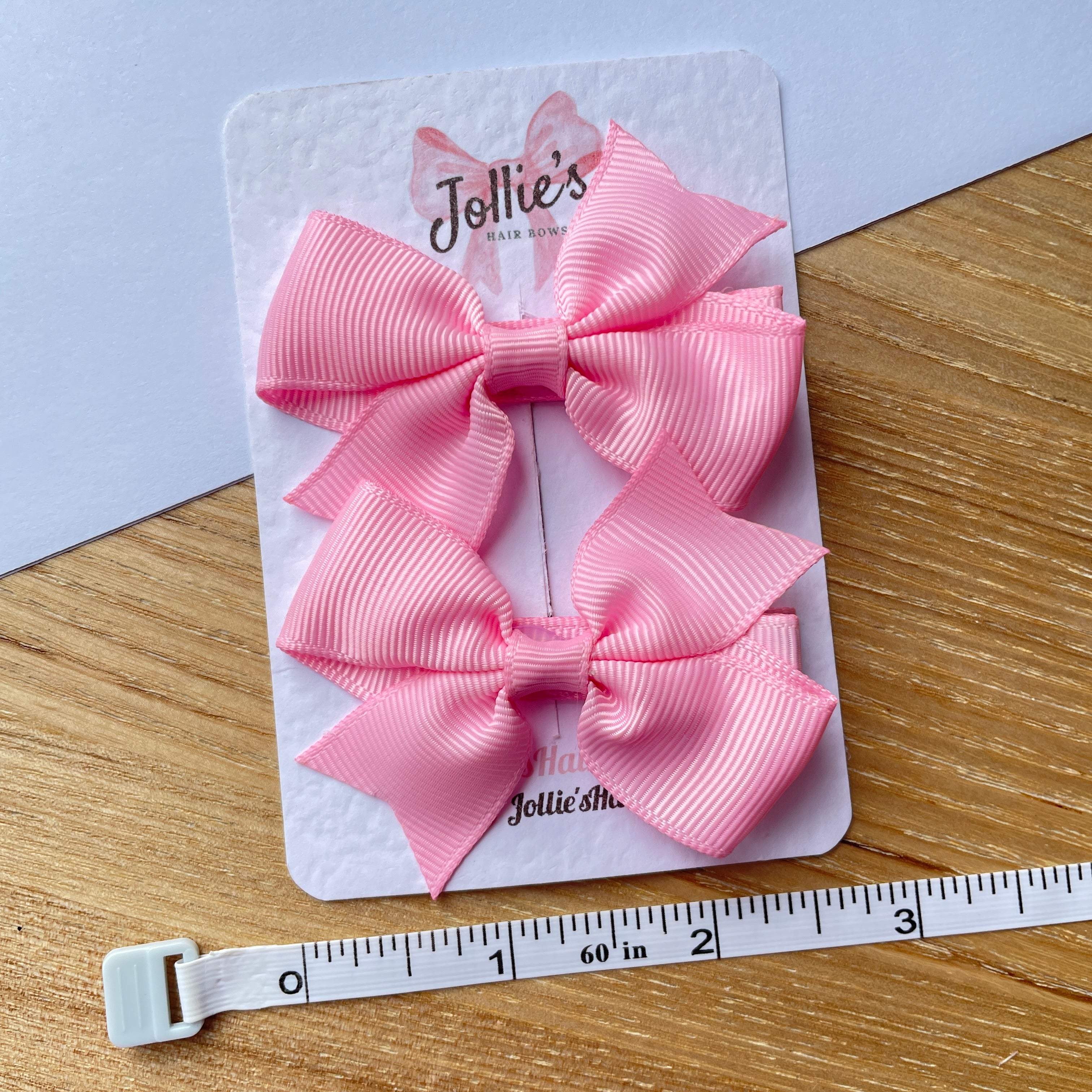2.5" Rose Pink Lively Bow Clip Set – Grosgrain Ribbon Hair Bows for Girls (Pair)