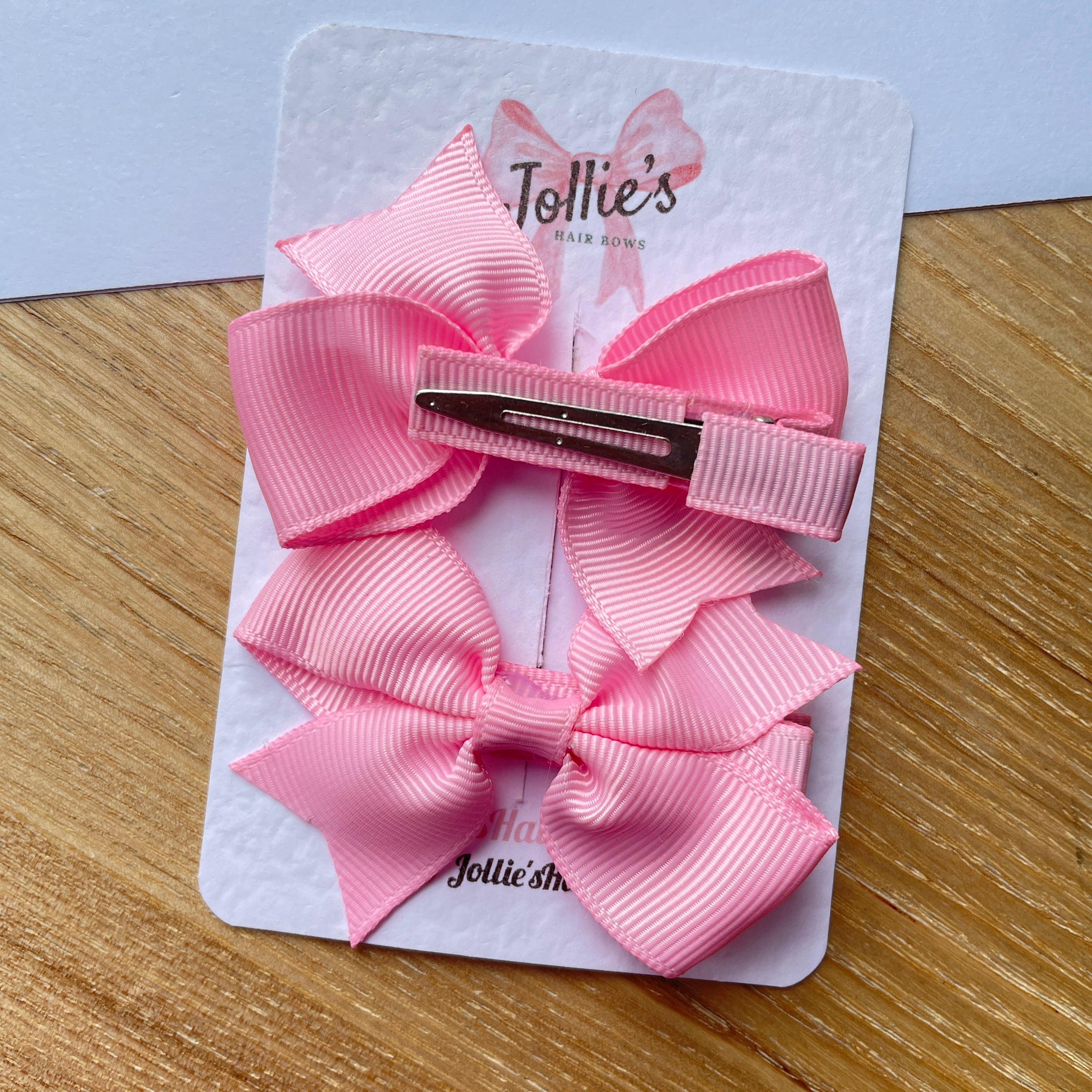 2.5" Rose Pink Lively Bow Clip Set – Grosgrain Ribbon Hair Bows for Girls (Pair)