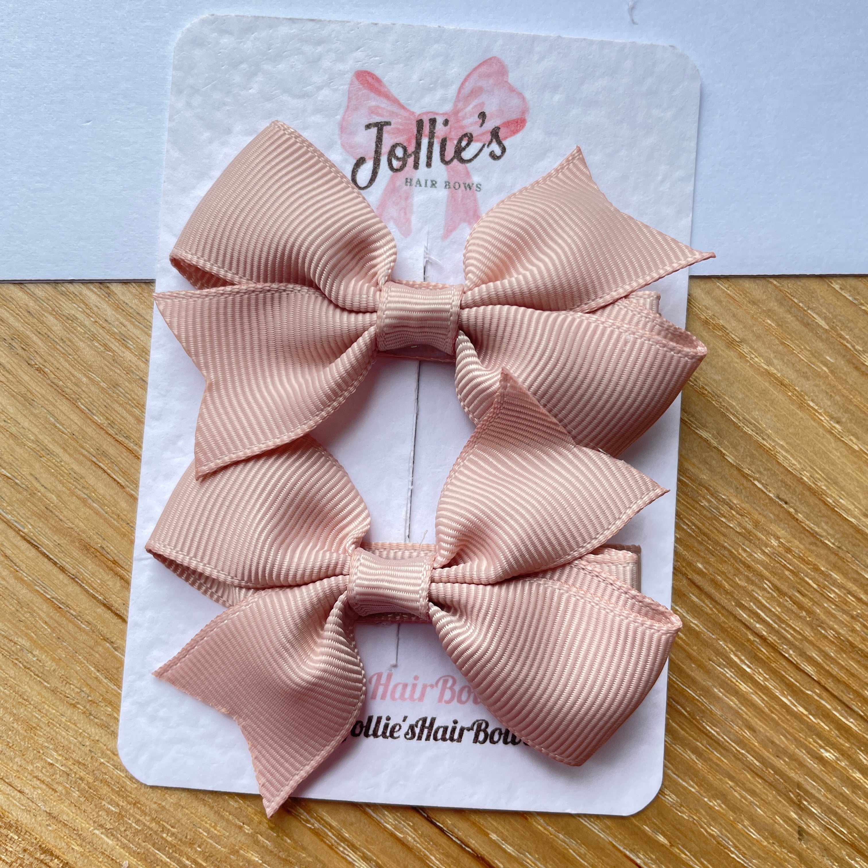 2.5" Vanilla Lively Bow Clip Set – Grosgrain Ribbon Hair Bows for Girls (Pair)
