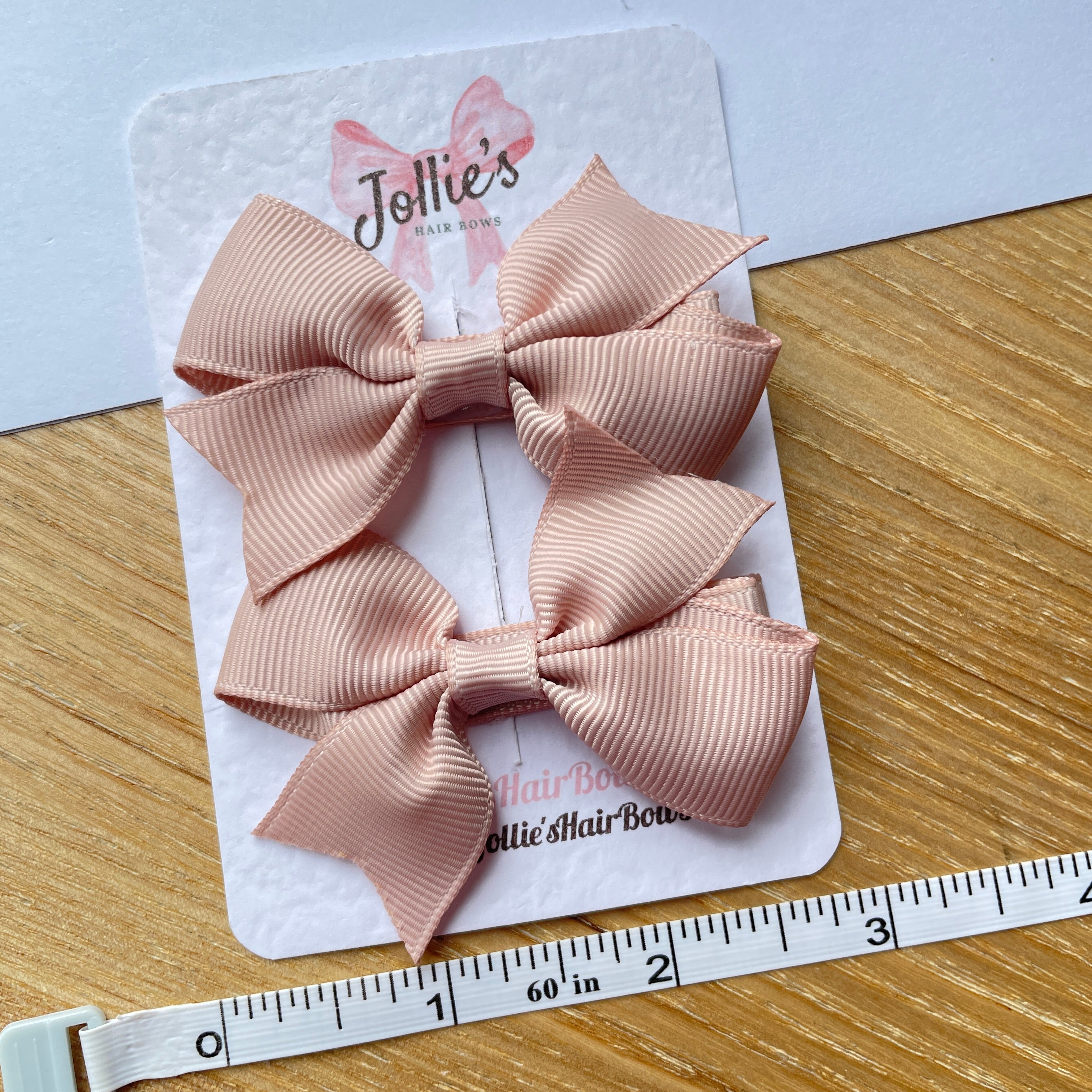 2.5" Vanilla Lively Bow Clip Set – Grosgrain Ribbon Hair Bows for Girls (Pair)