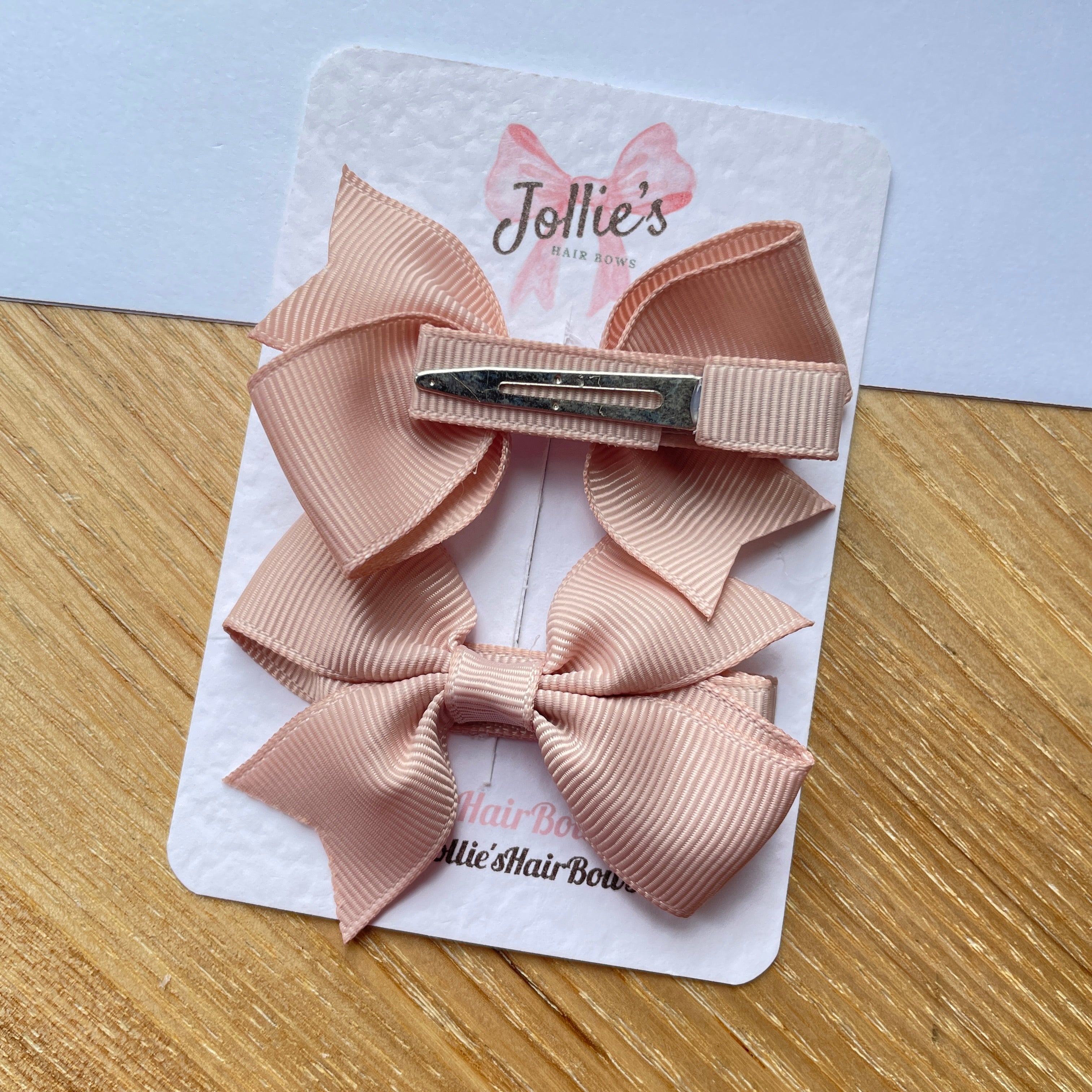 2.5" Vanilla Lively Bow Clip Set – Grosgrain Ribbon Hair Bows for Girls (Pair)