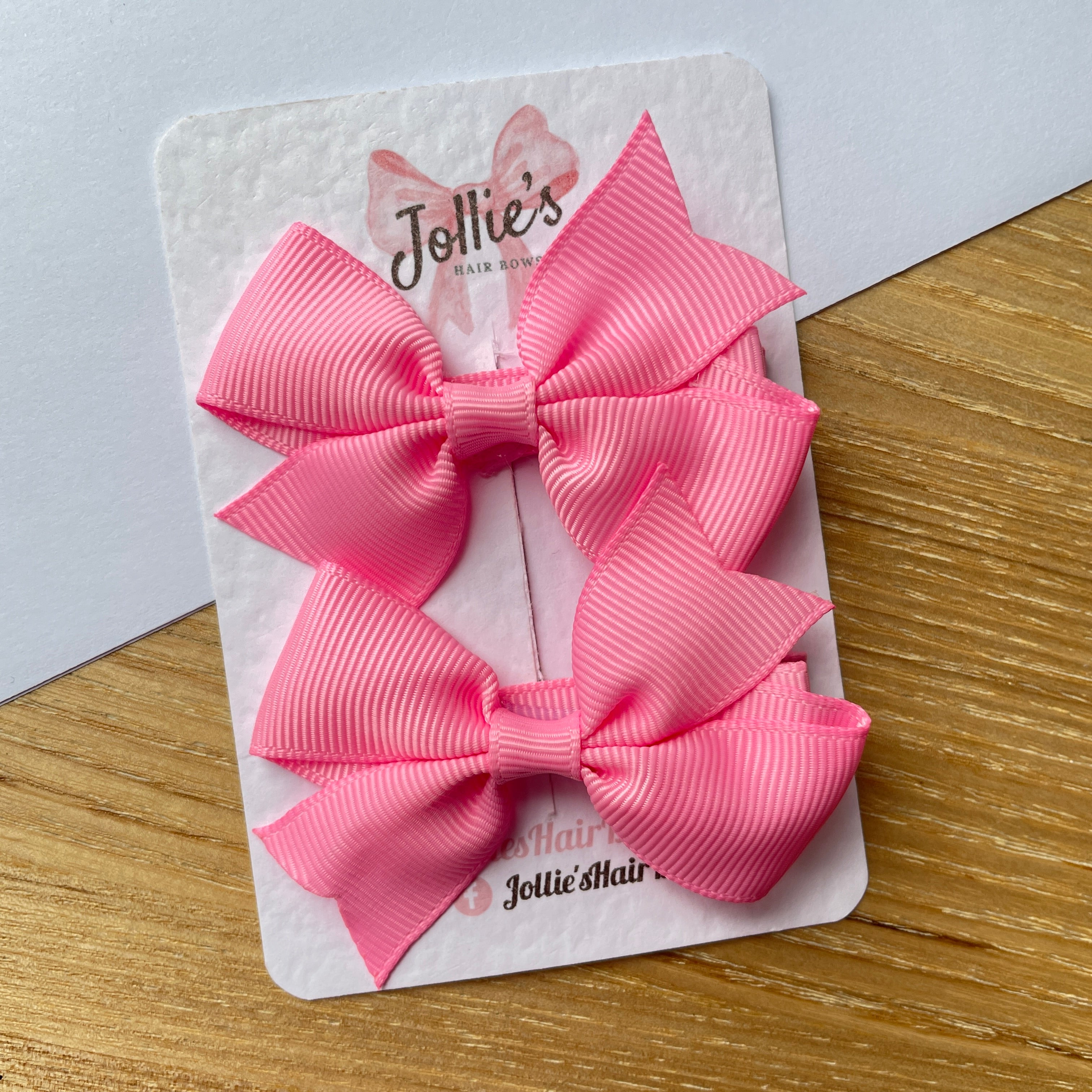 2.5" Geranium Pink Lively Bow Clip Set – Grosgrain Ribbon Hair Bows for Girls (Pair)