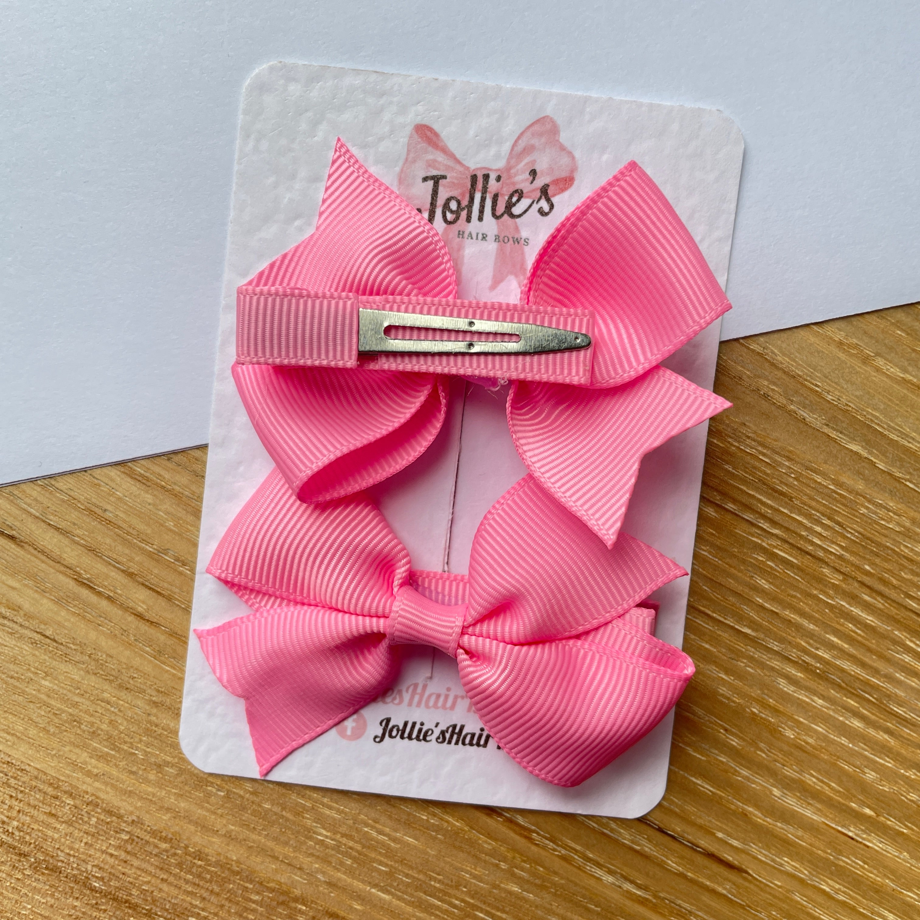 2.5" Geranium Pink Lively Bow Clip Set – Grosgrain Ribbon Hair Bows for Girls (Pair)