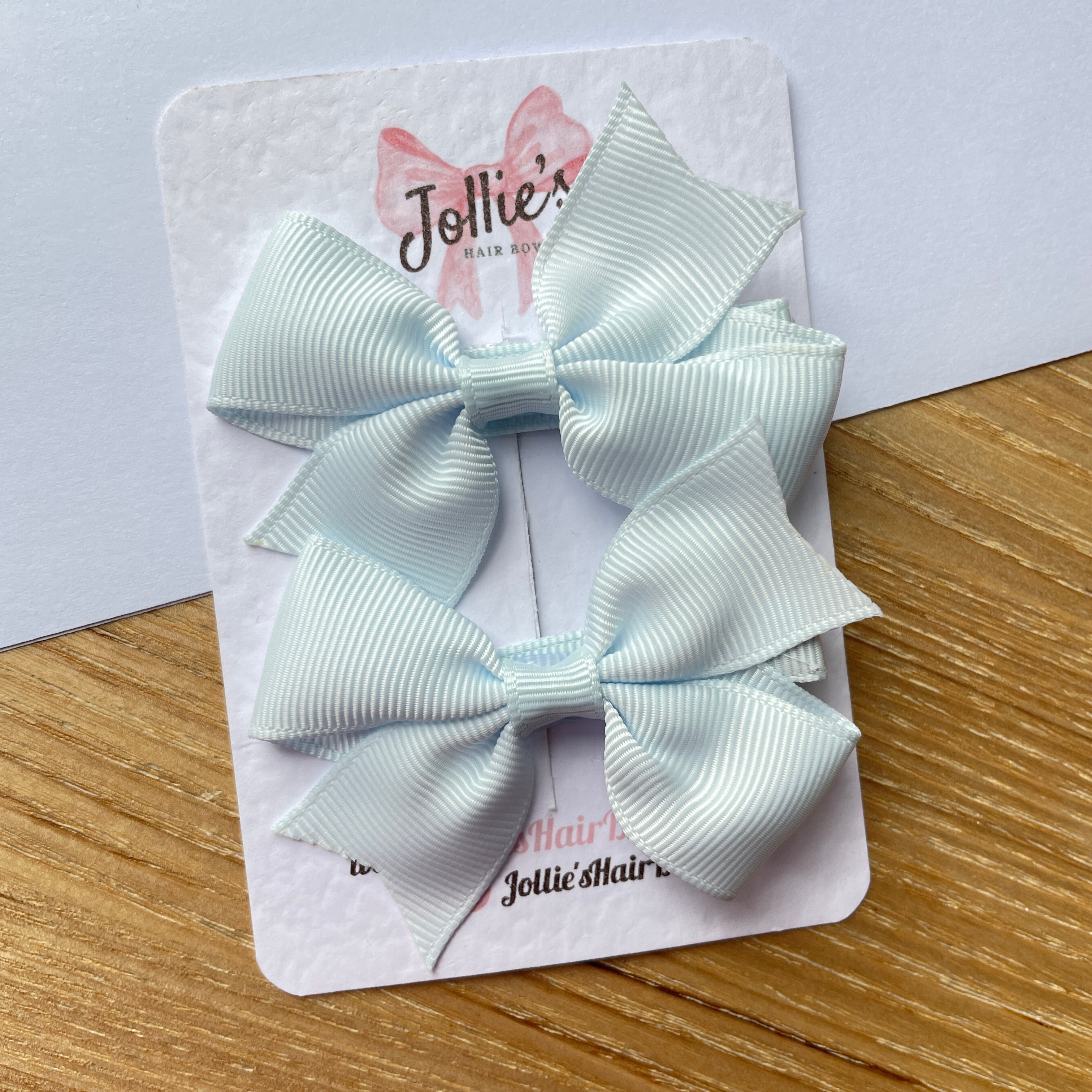2.5" Blue Vapor Lively Bow Clip Set – Grosgrain Ribbon Hair Bows for Girls (Pair)