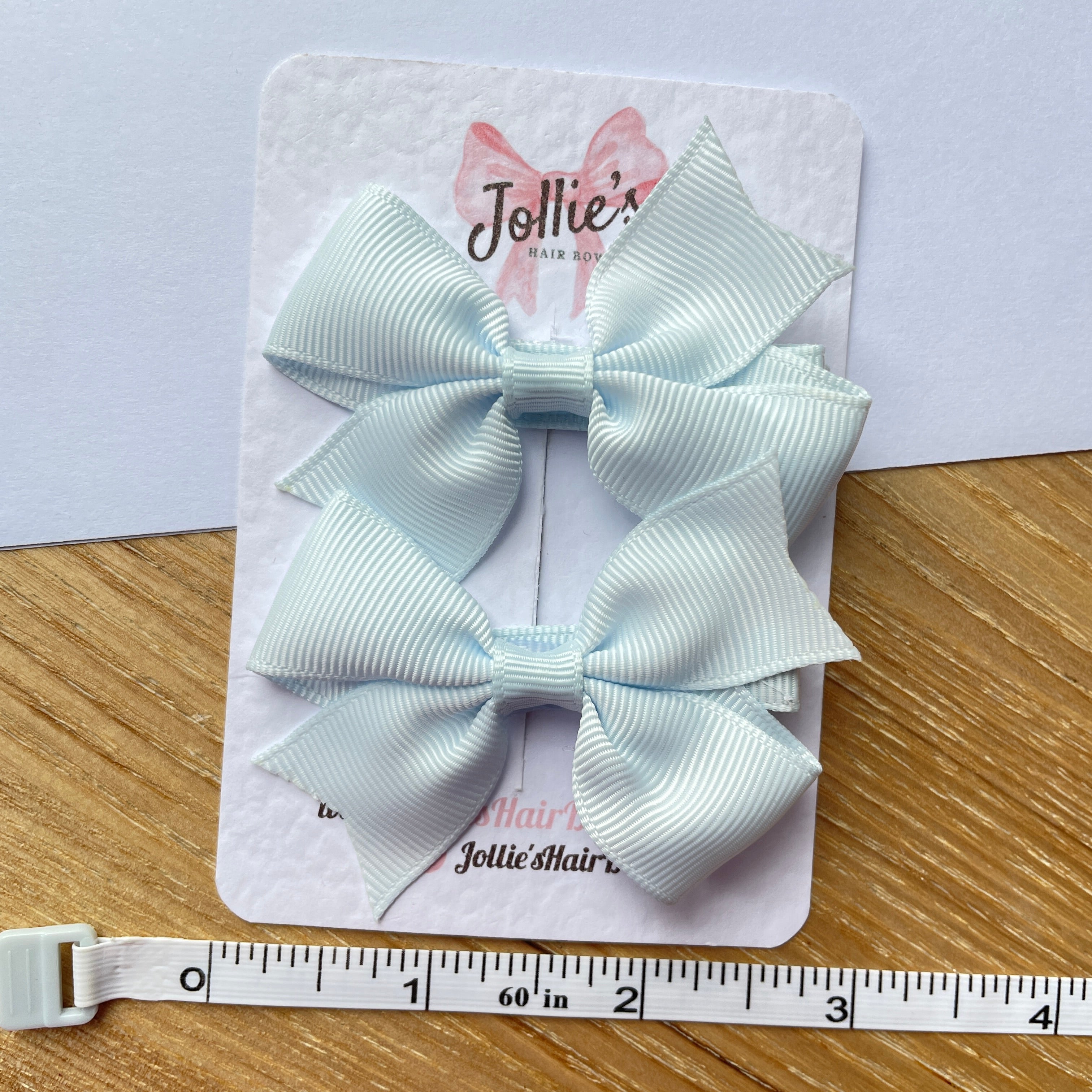 2.5" Blue Vapor Lively Bow Clip Set – Grosgrain Ribbon Hair Bows for Girls (Pair)
