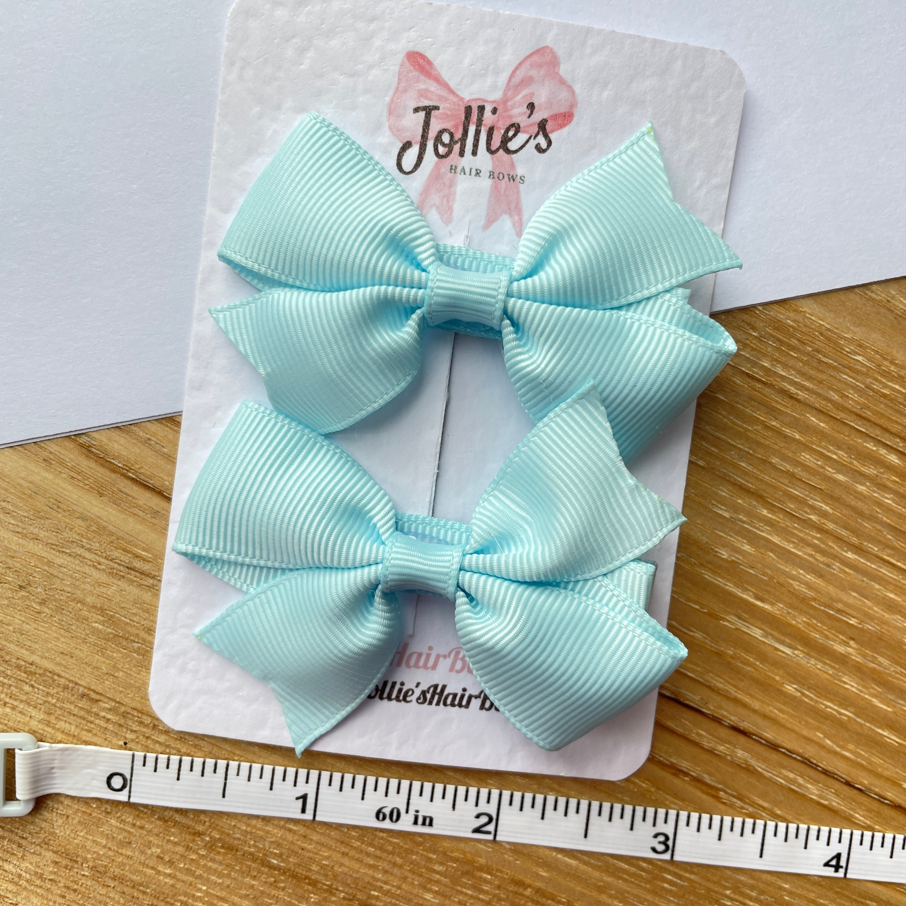 2.5" Light Blue Lively Bow Clip Set – Grosgrain Ribbon Hair Bows for Girls (Pair)