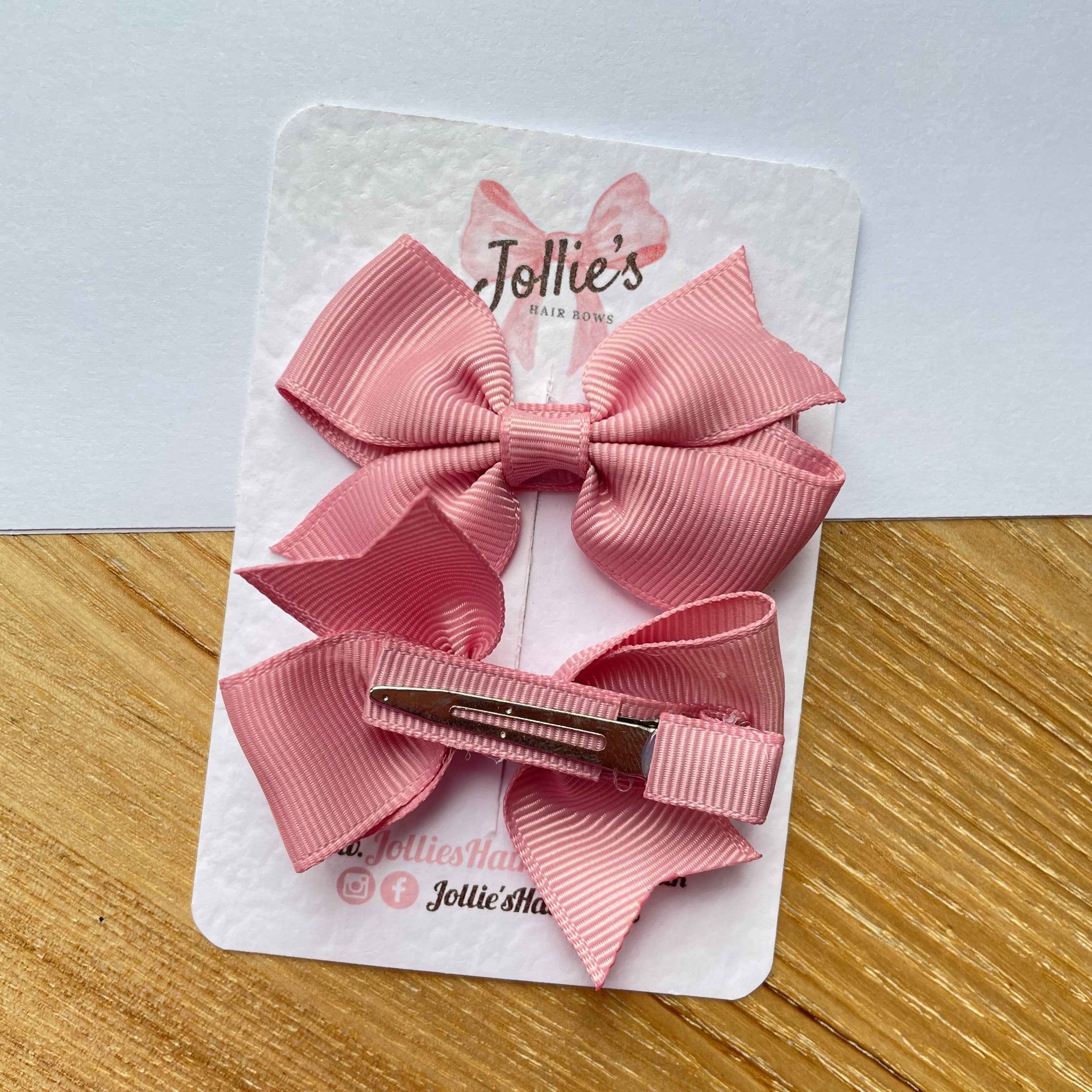 2.5" Quartz Lively Bow Clip Set – Grosgrain Ribbon Hair Bows for Girls (Pair)