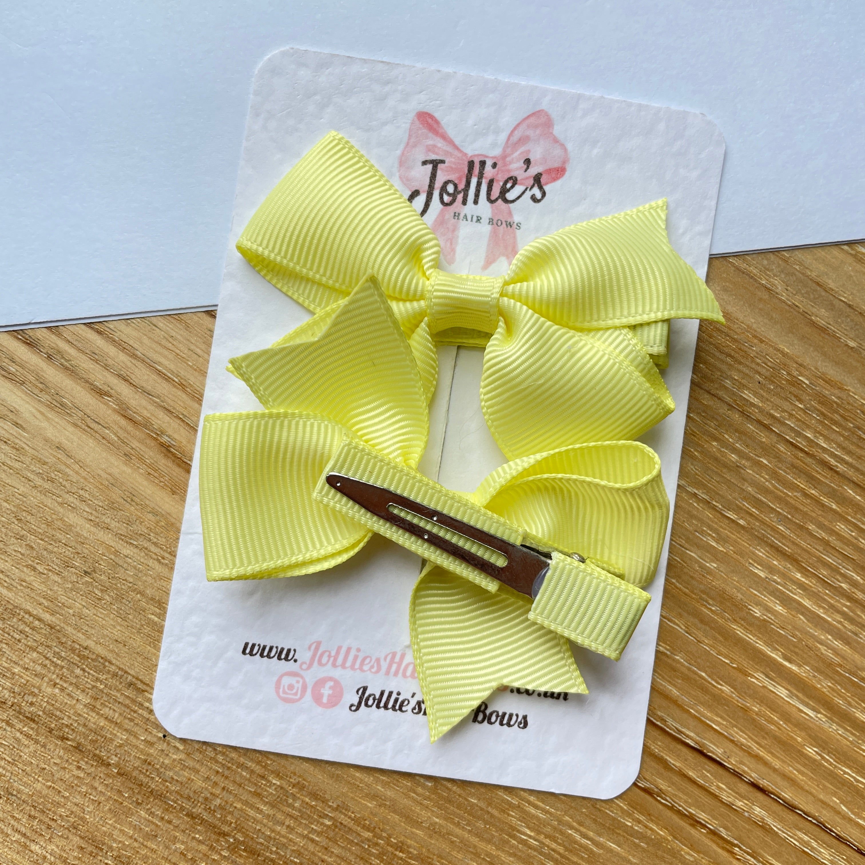 2.5" Baby Maize Lively Bow Clip Set – Grosgrain Ribbon Hair Bows for Girls (Pair)