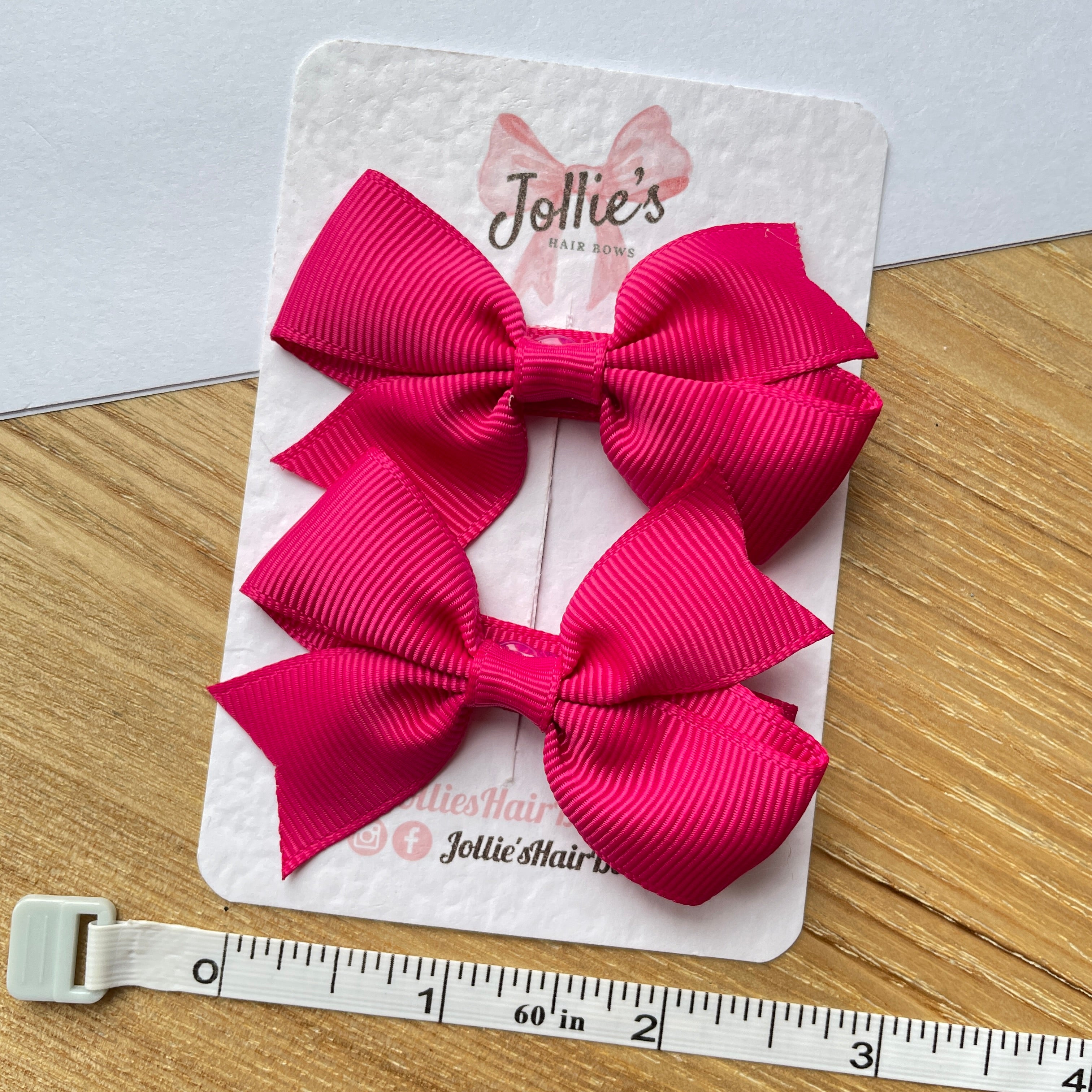 2.5" Shocking Pink Lively Bow Clip Set – Grosgrain Ribbon Hair Bows for Girls (Pair)