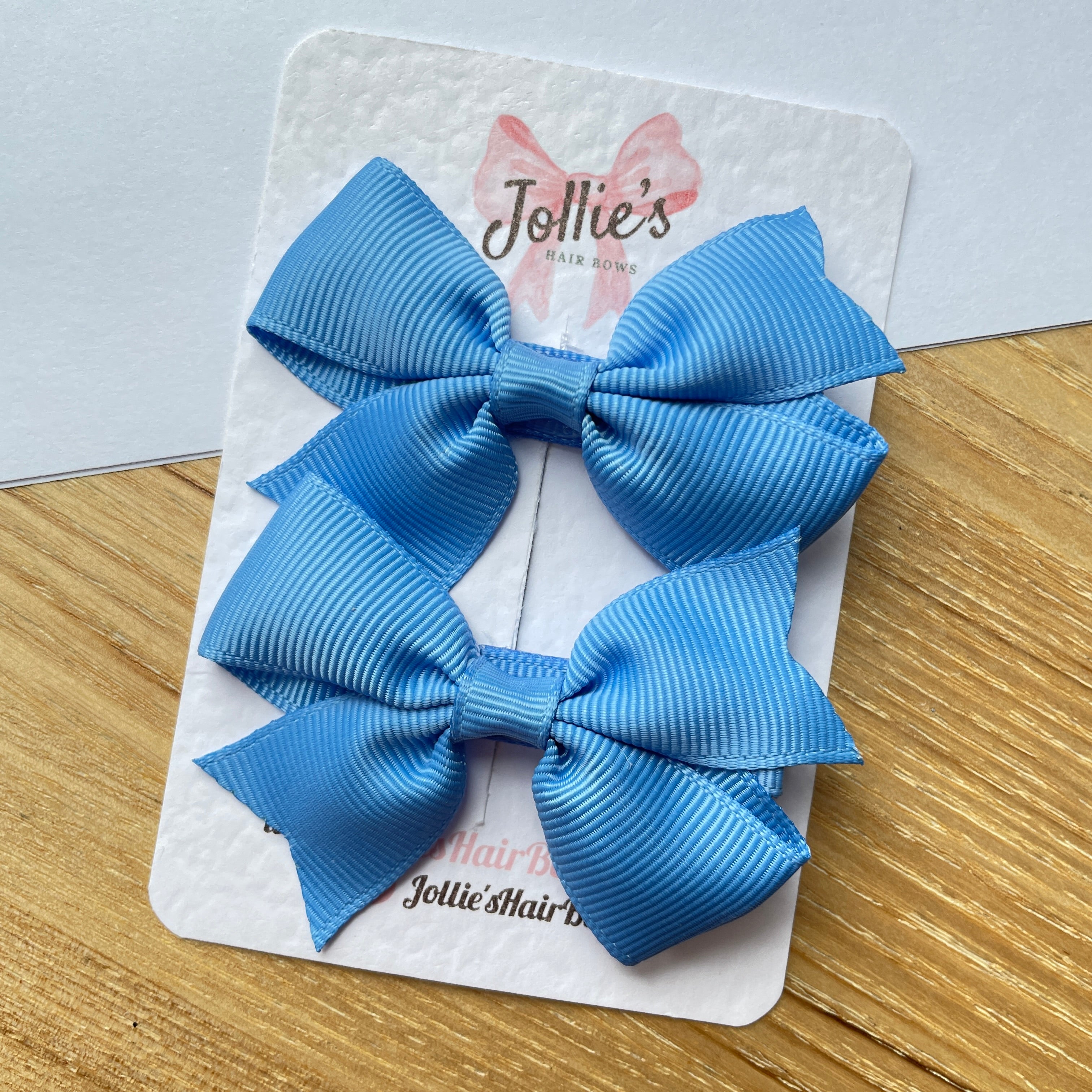 2.5" Capri Blue Lively Bow Clip Set – Grosgrain Ribbon Hair Bows for Girls (Pair)