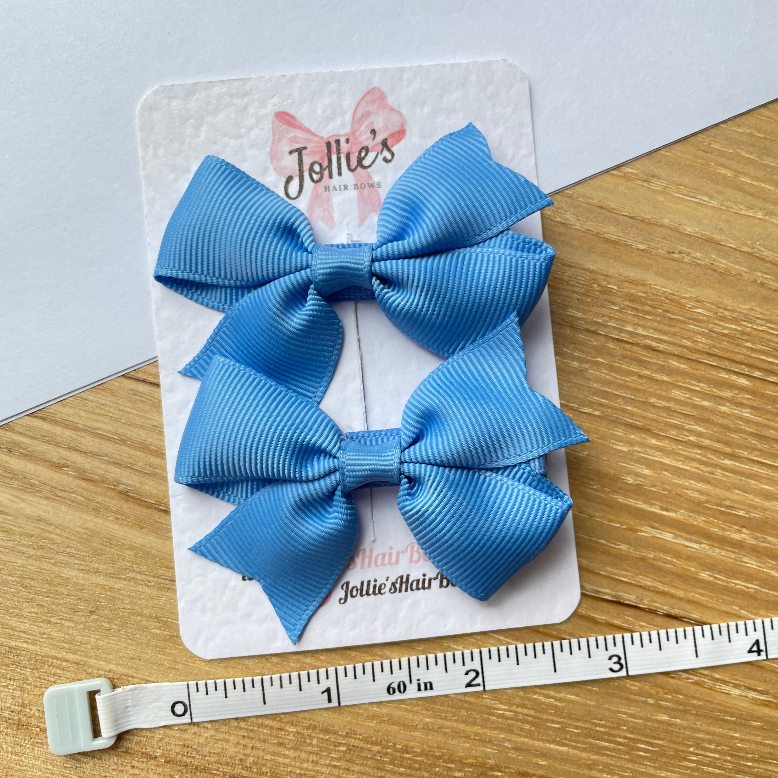 2.5" Capri Blue Lively Bow Clip Set – Grosgrain Ribbon Hair Bows for Girls (Pair)