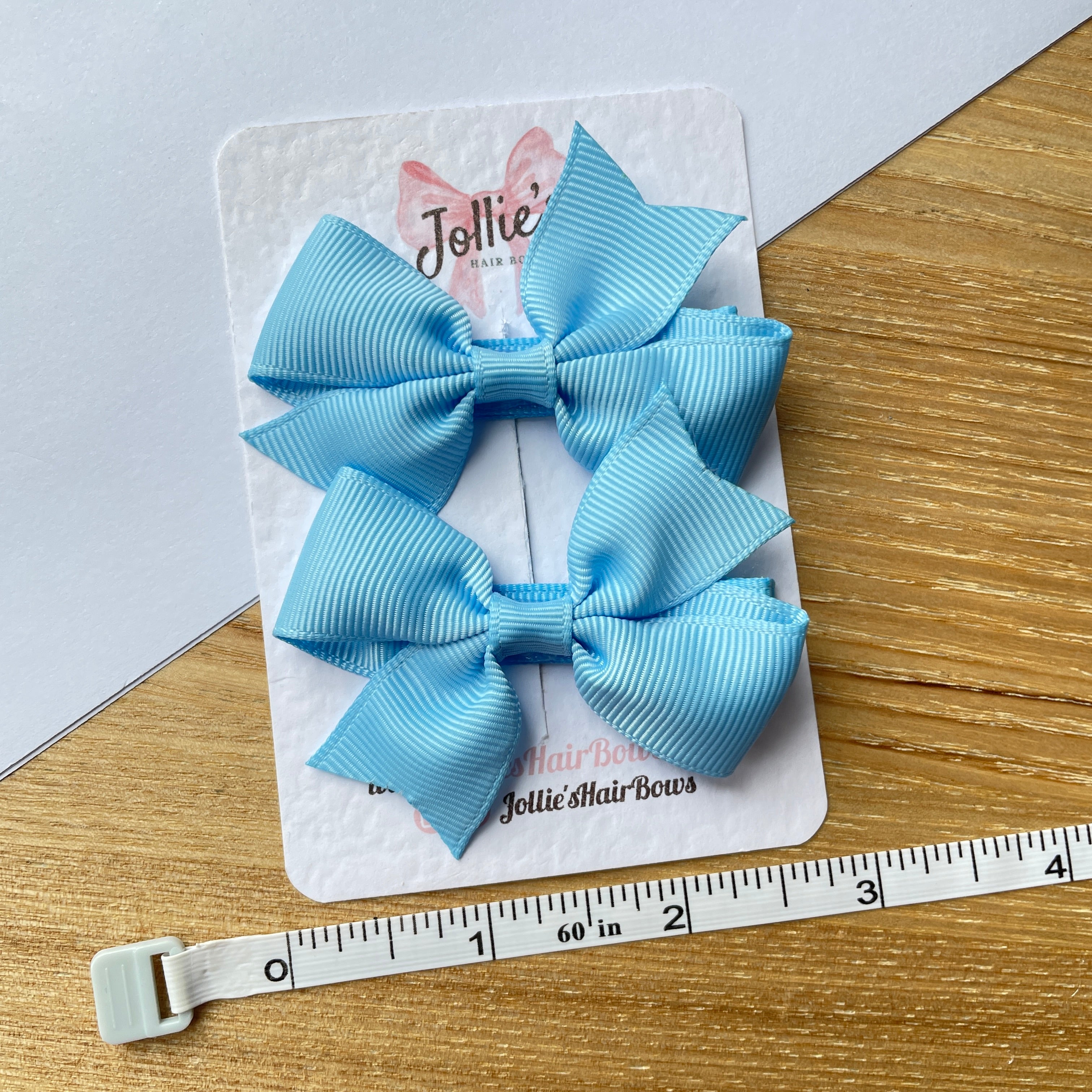 2.5" Blue Mist Lively Bow Clip Set – Grosgrain Ribbon Hair Bows for Girls (Pair)