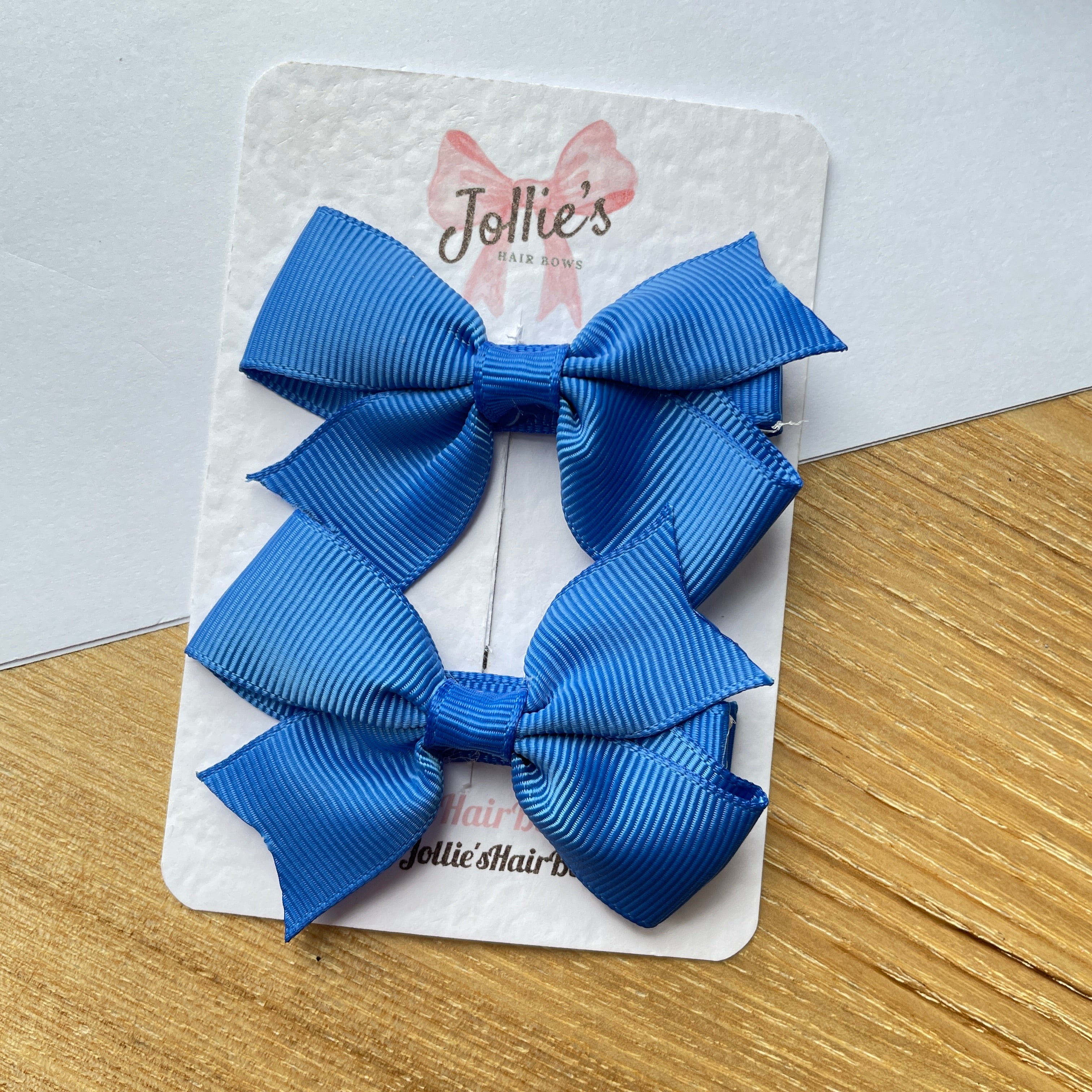 2.5" Royal Blue Lively Bow Clip Set – Grosgrain Ribbon Hair Bows for Girls (Pair)