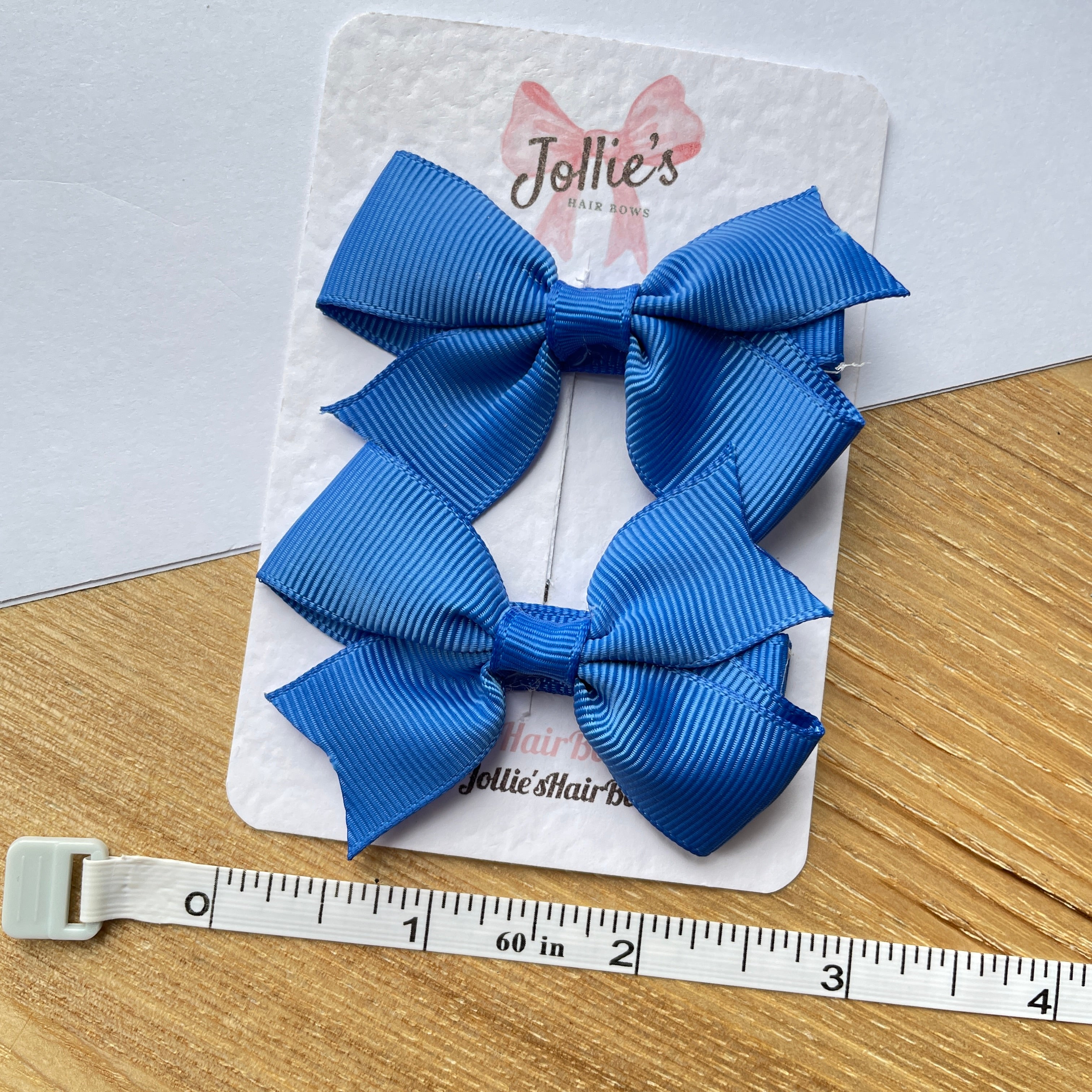 2.5" Royal Blue Lively Bow Clip Set – Grosgrain Ribbon Hair Bows for Girls (Pair)